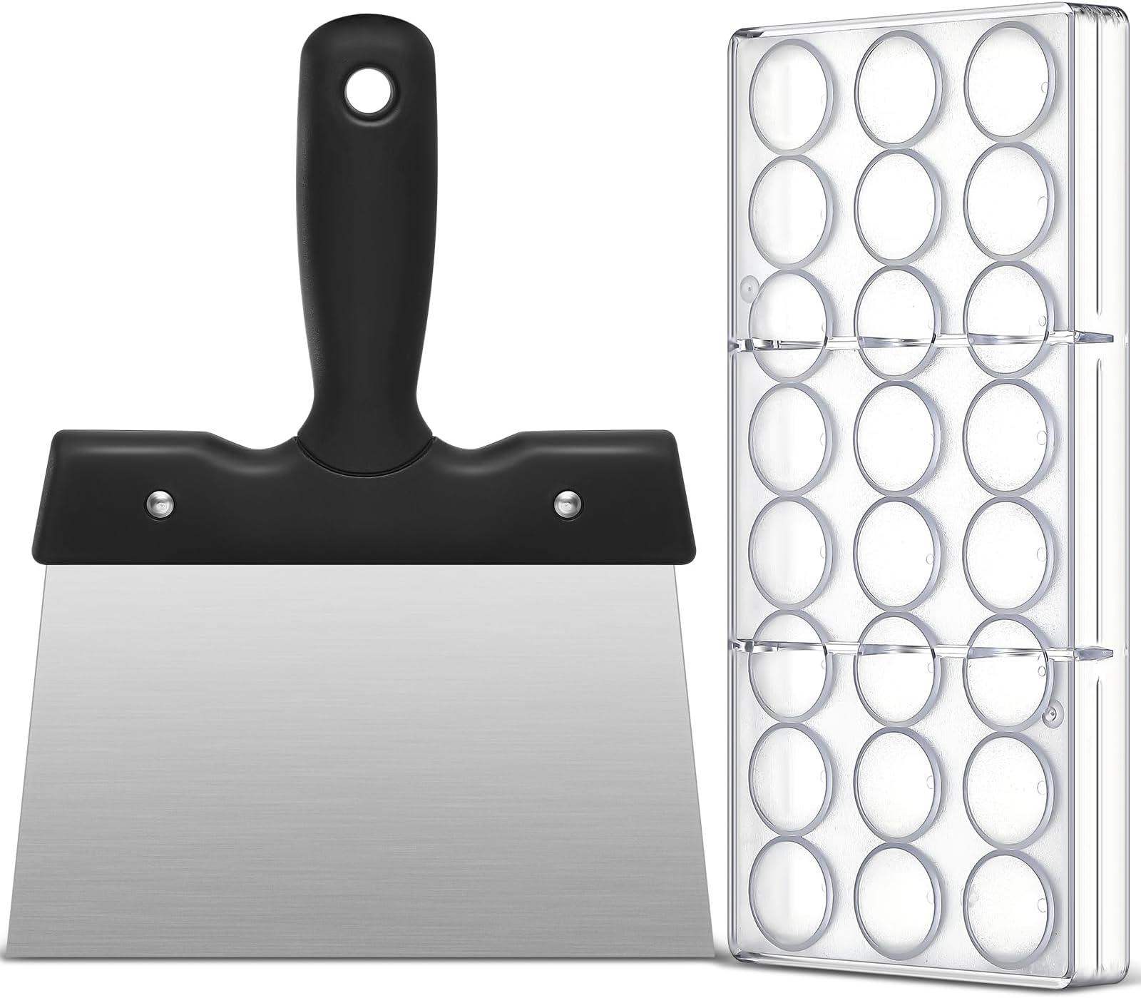 Baderke Polycarbonate Chocolate Molds with Chocolate Scraper Mould Bullet Clear Hard Plastic for Smoothing Cheese Cream Cake Scraper(Bullet)