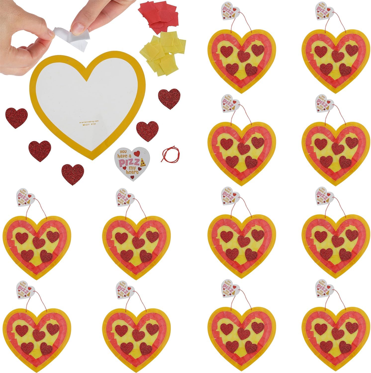 Valentine Heart Pizza Tissue Paper Craft Kit – 12 Sets - Perfect for Classroom Parties, After-School Activities & Valentine’s Day Fun