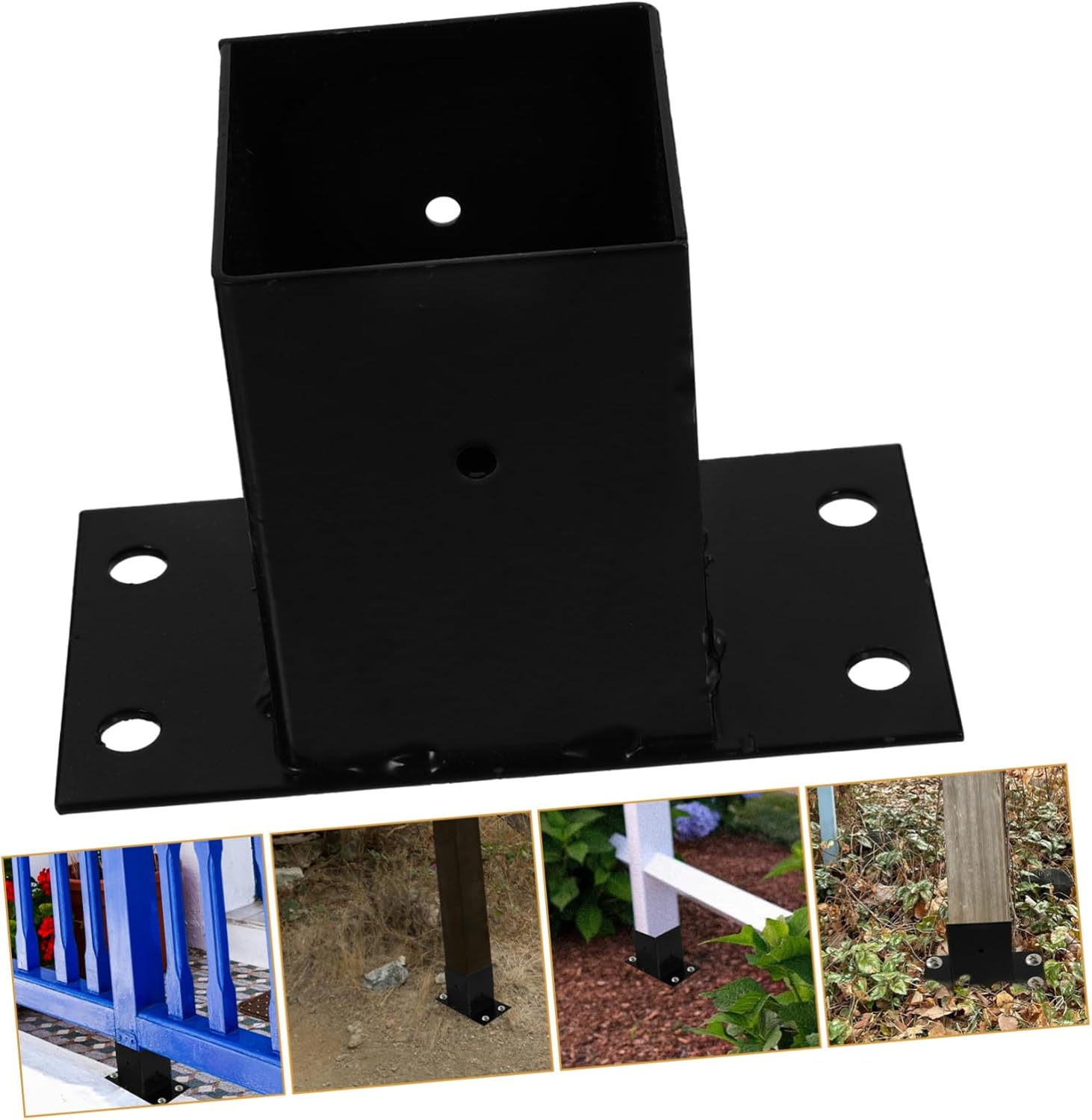 Gadpiparty 2pcs Mailbox Post Base Protector Design Heavy Duty Deck Post Bracket for Easy Installation of Mailbox and Railing Supports Construction Finish