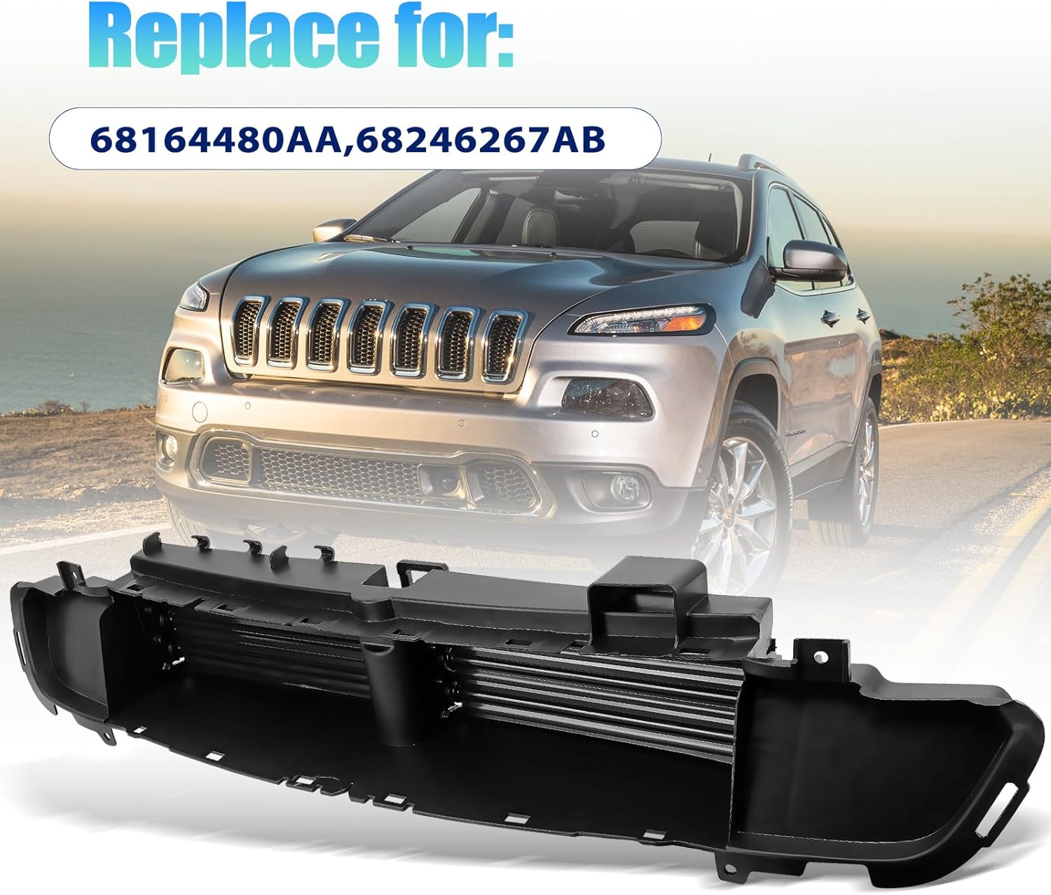 Active Grille Radiator Shutter Assembly with Actuator Motor Compatible with Jeep Cherokee 2014-2018# 68164480AA, 68246267AB