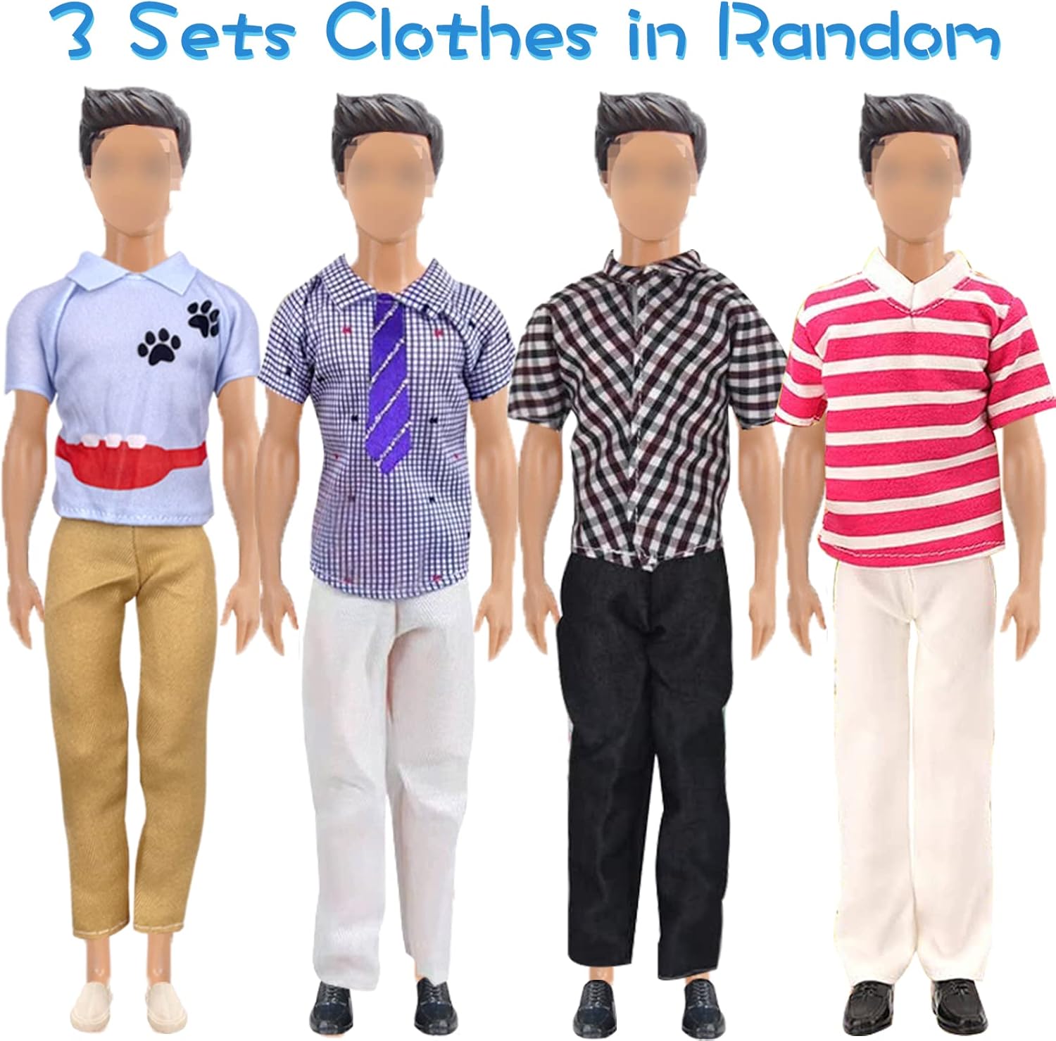 19 PCS Doll Clothes for Dolls Including Handmade 1 Suit 5 Tops 5 Pants Casual Wear 2 Beach Pants 4 Pair of Shoes 1 Glasses 1 Surfboard for 11.5 Inch Boy Dolls Outfits for Boyfriend Doll in Random