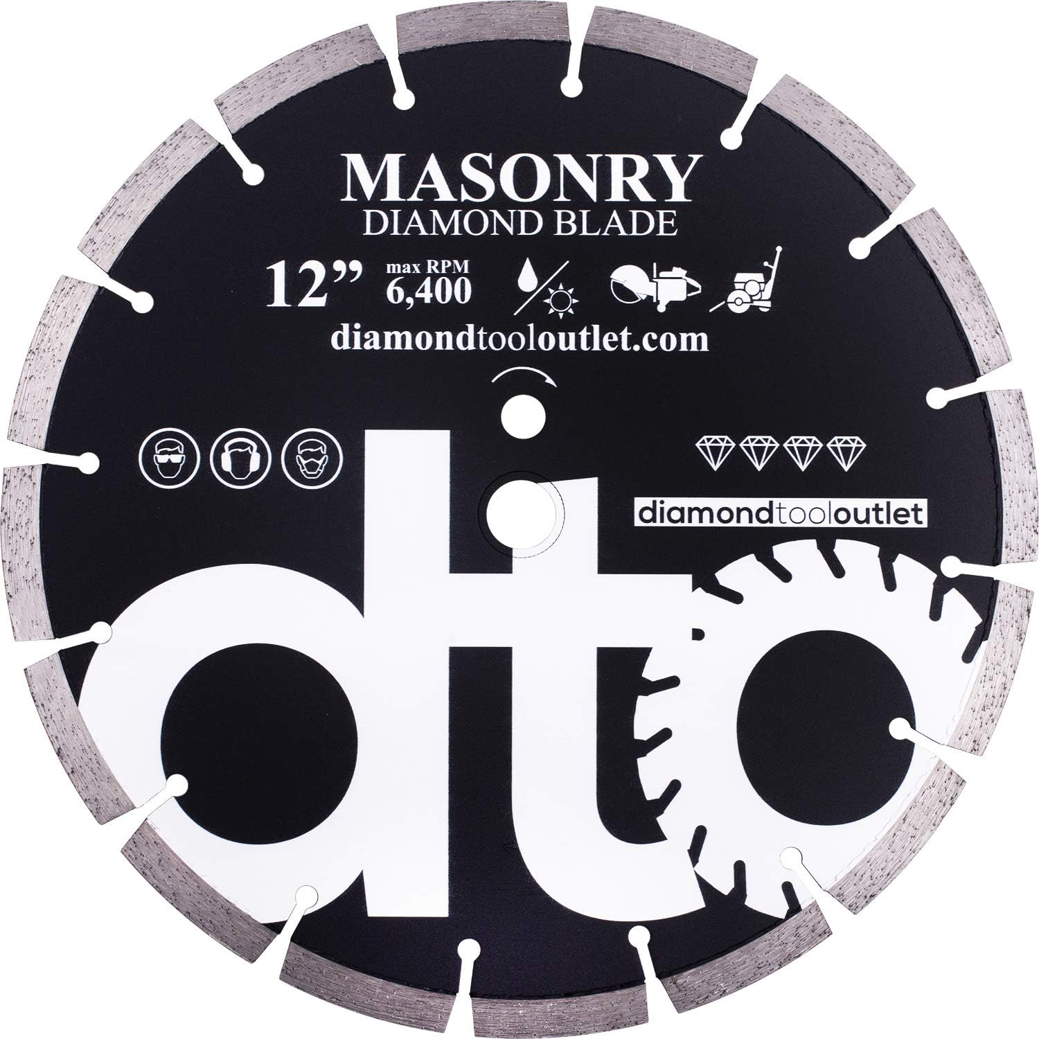 dto SGP12P 12-Inch Premium Diamond Segmented Saw Blade for General Purpose, Masonry, Concrete, & Brick, 1-Inch Arbor, Wet or Dry Cutting, 6400 Max. RPM, 12mm (.472") segment height