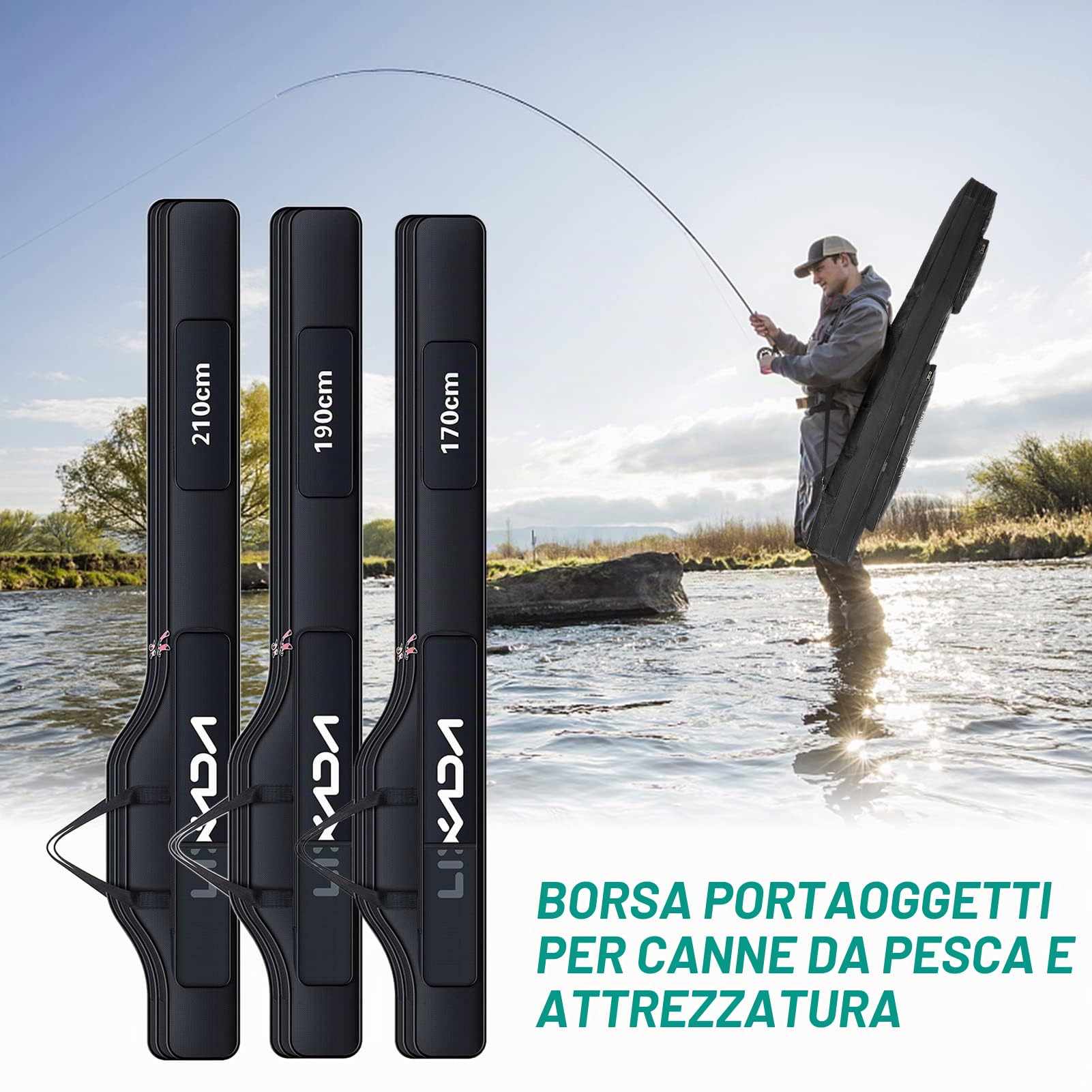 Borsa Da Pesca Portatile Pieghevole 190 Centimetri Canna Da Pesca Bobina Gear Tackle Strumento Carry Case Carrier Borsa Da Viaggio Sacchetto Di Immagazzinaggio