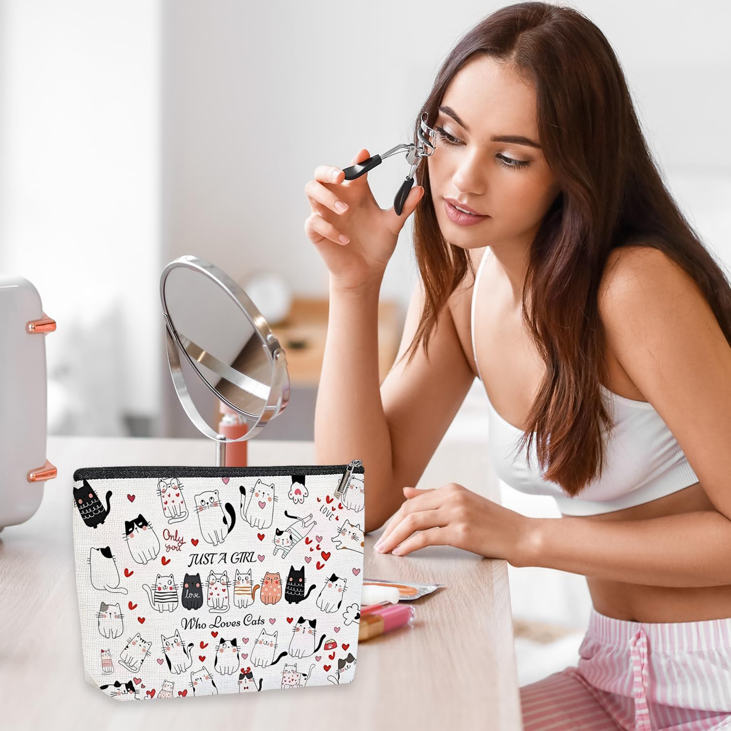 Borse Cosmetiche Da 2 Pezzi Per Cani E Gatti Dei Cartoni Animati, Borse Da Toilette Da Viaggio Portatili, Piccoli Oggetti Da Organizzare, Regali Per Gli Amanti Degli Animali.