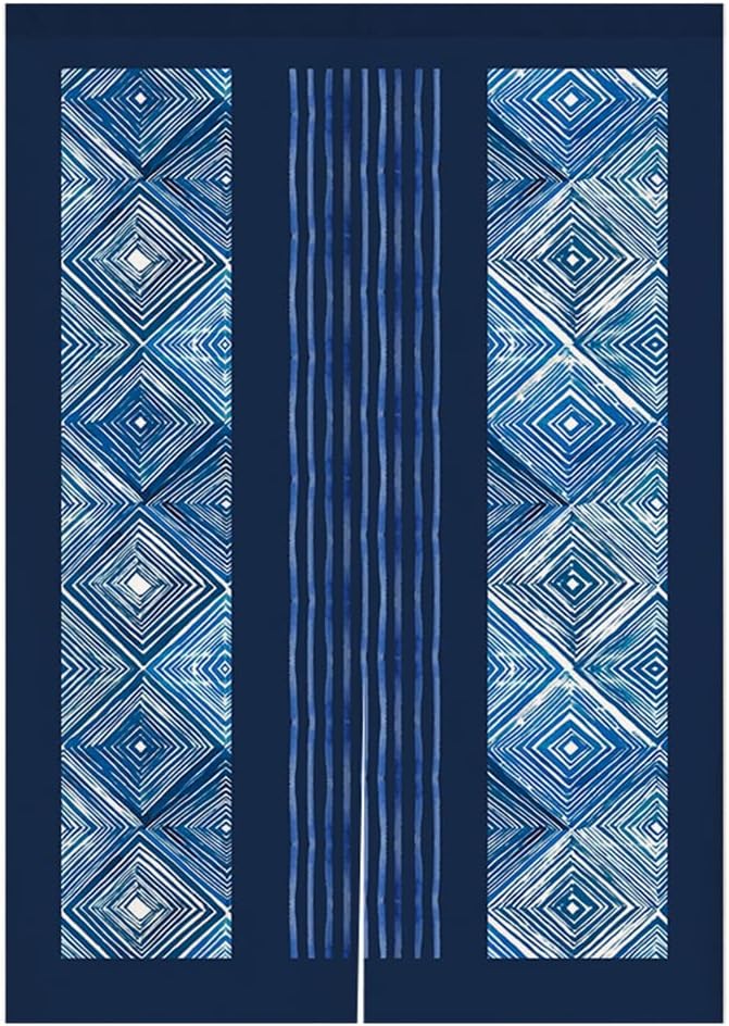 Japanese Indigo Noren Doorway Curtain Tapestry Shibori Tie Dye Pattern Door Curtain Rustic Boho Ethnic Room Divider Home Decoration, 33 x 47 inches