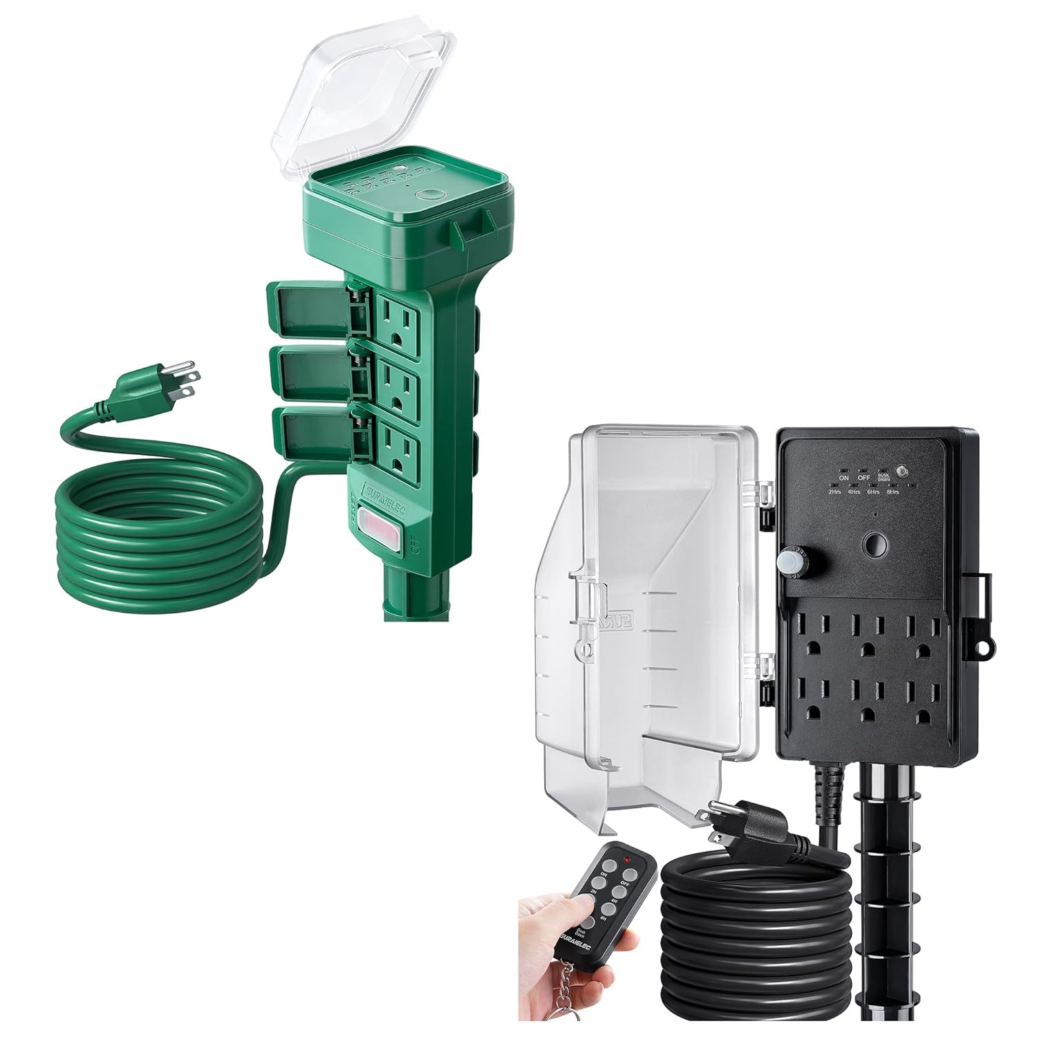 SURAIELEC Outdoor Smart Plug WiFi Power Stake Light Timer and Remote Control with Photocell Dusk to Dawn Timer