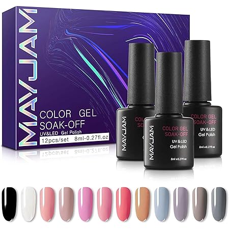 Amazon Mayjam ジェルネイル 8ml 12色セット ネイルポリッシュ 色持ち良い マニキュア カラージェル 操作簡単 初心者用セット Mayjam ジェルネイル 通販
