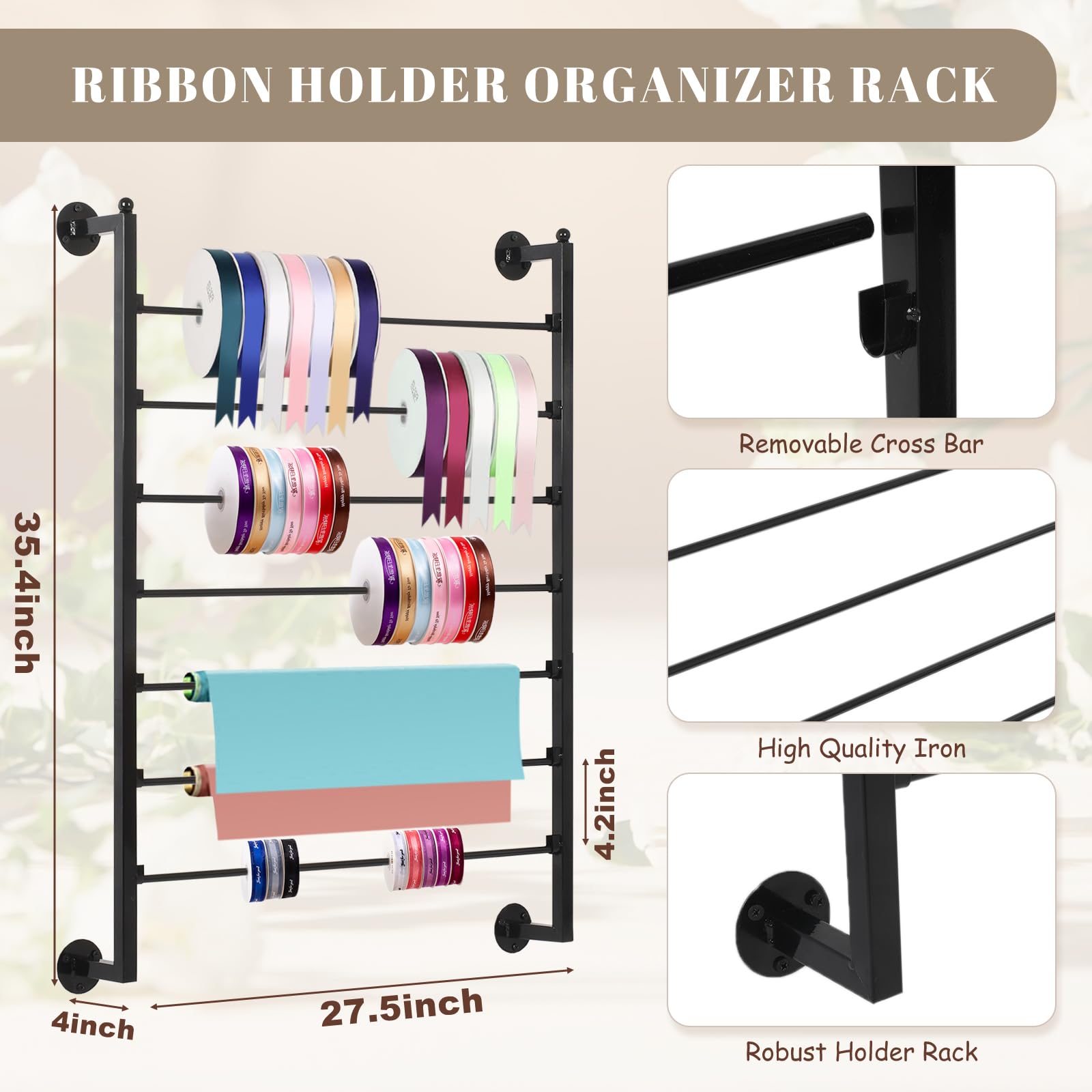 Ribbon Storage Rack Gtouse 7 Tier , Metal Wall Mounted Ribbon Organizer ...