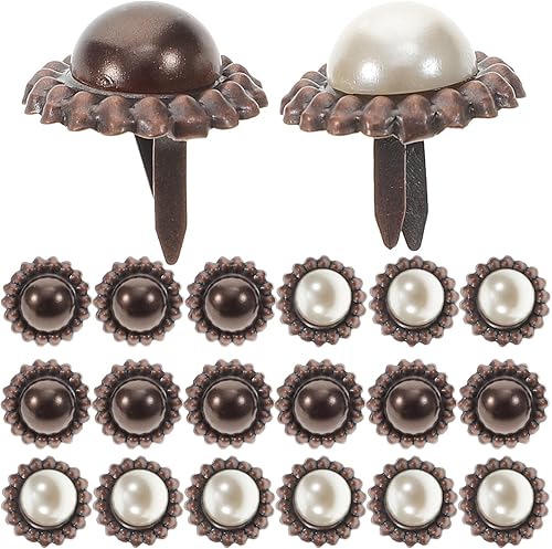 TEHAUX 20 piezas de mini clavos, sujetadores de papel vintage redondos de perlas pequeñas sujetadores de brad sujetadores de papel, sujetadores de
