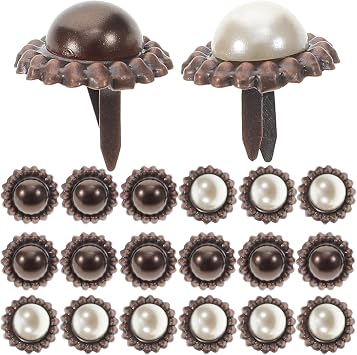 ULTNICE 20pcs Vintage Fasteners Brads DIY Purple Pearl Brads Fixed Metal Button Iron Fasteners Brads for Art Crafting Scrapbooking Decor Mixed Color