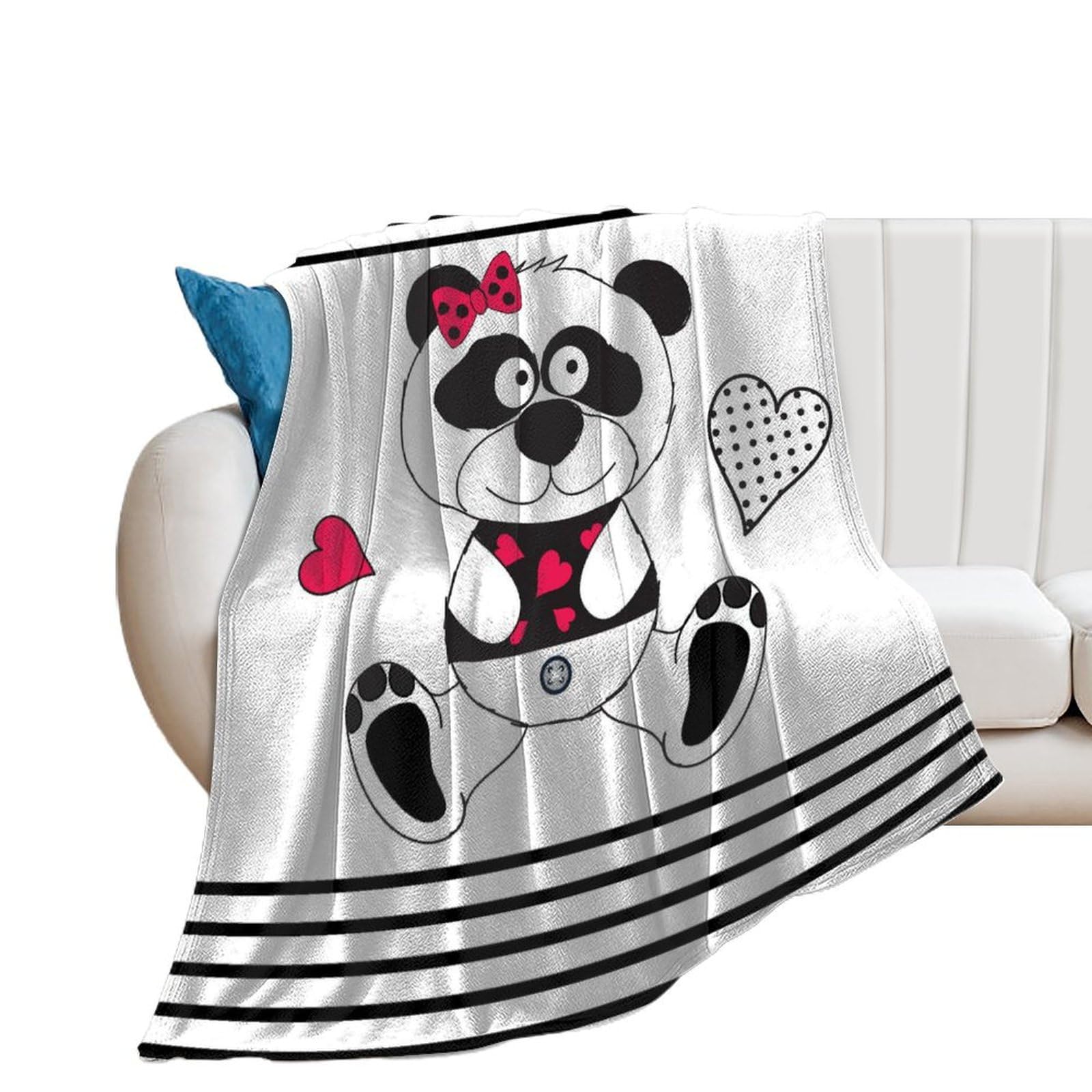 Couverture polaire ours en flanelle chaude lavable en machine pour lit et canapé