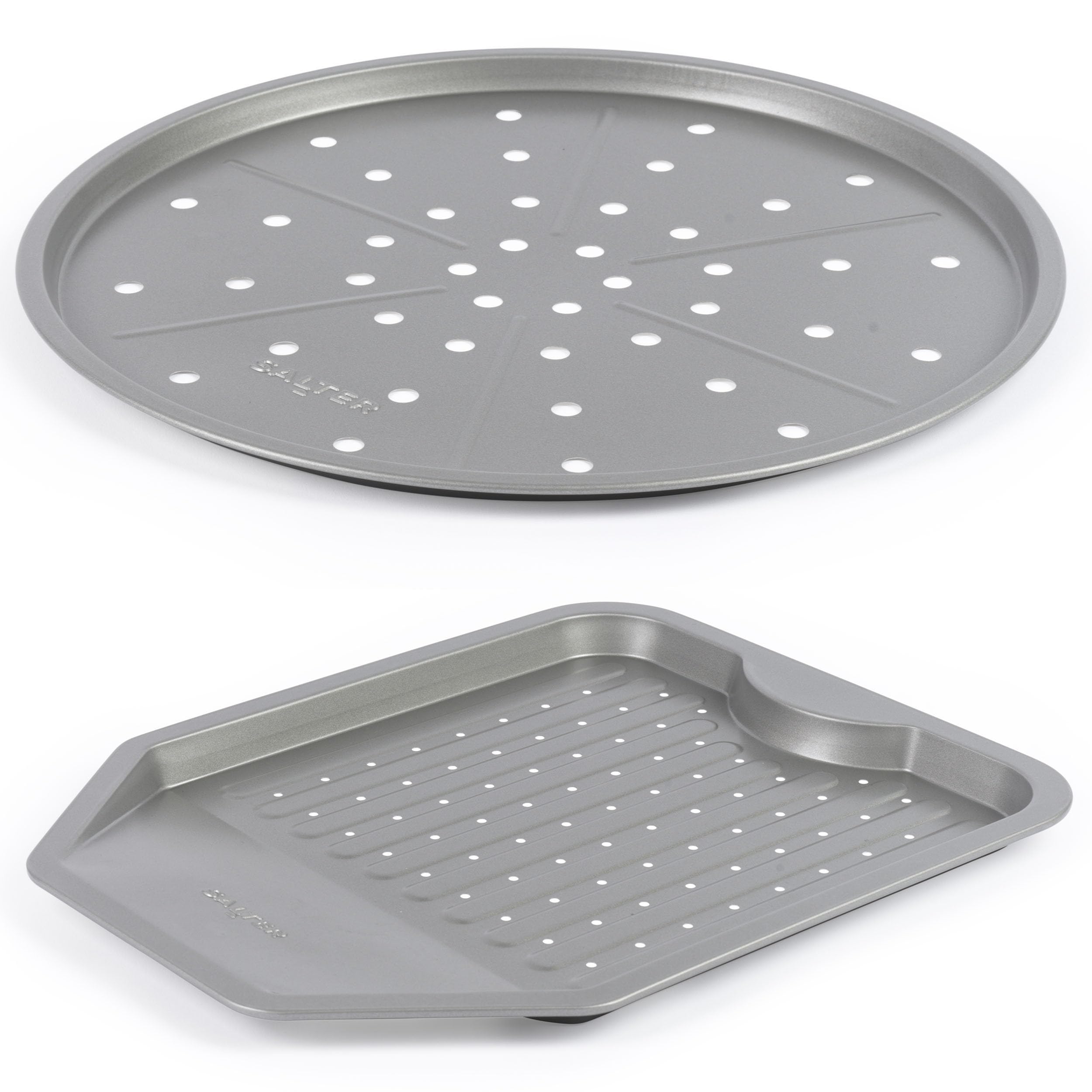 Salter Essentials Pizza and Chip Tray – Non-Stick Coating, Baking Trays, Dishwasher Safe, Easy to Clean, Made in the UK, Durable Carbon Steel, for Nights in, Lightweight Oven Sheet, PFOA-Free — image 1