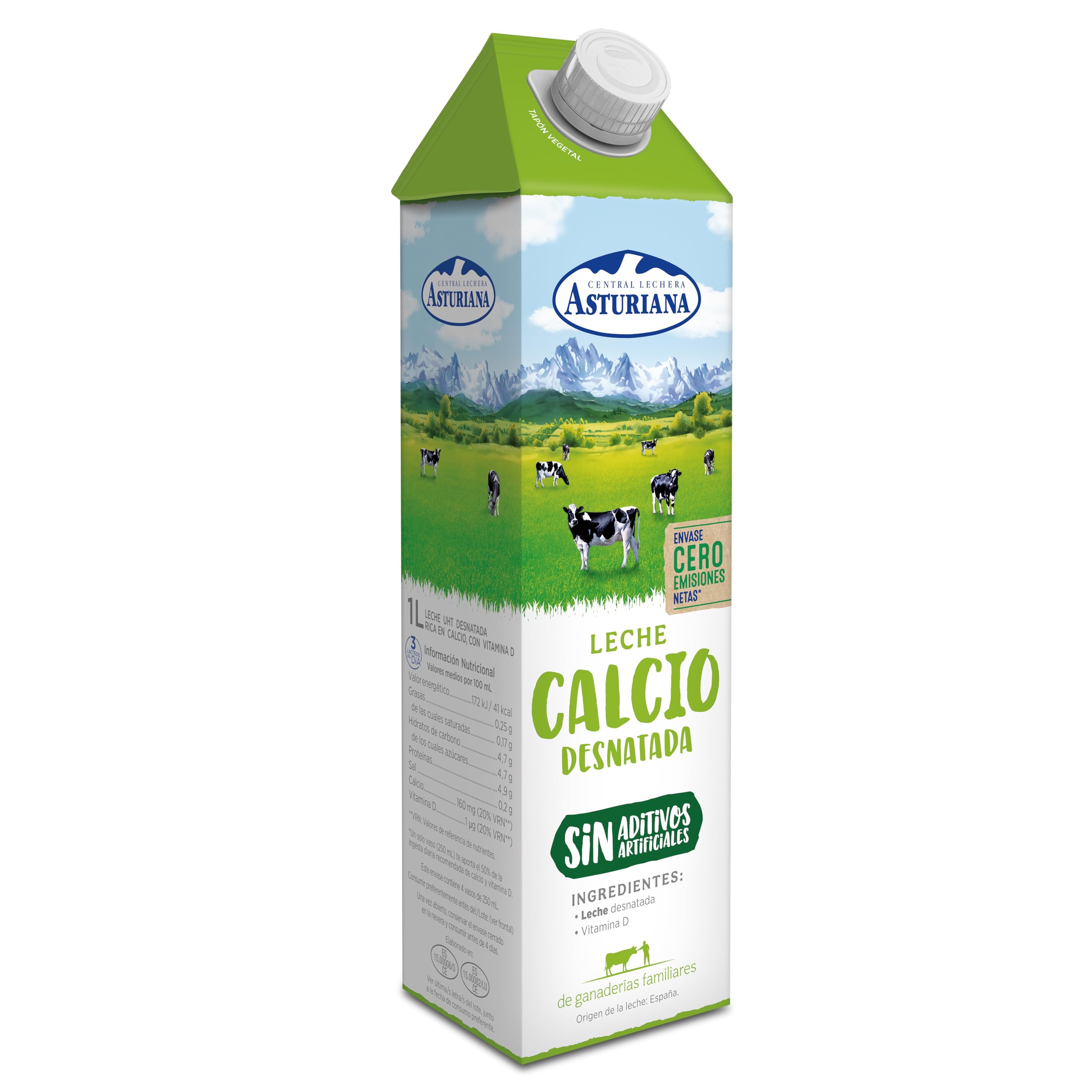 Central Lechera Asturiana Leche Calcio Desnatada 6 x 1000 ml