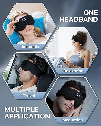 Miniatura 7 de Kabray - Máscara de sueño Bluetooth, audífonos para dormir de lado, máscara de dormir con auriculares Bluetooth, accesorios tecnológicos geniales,