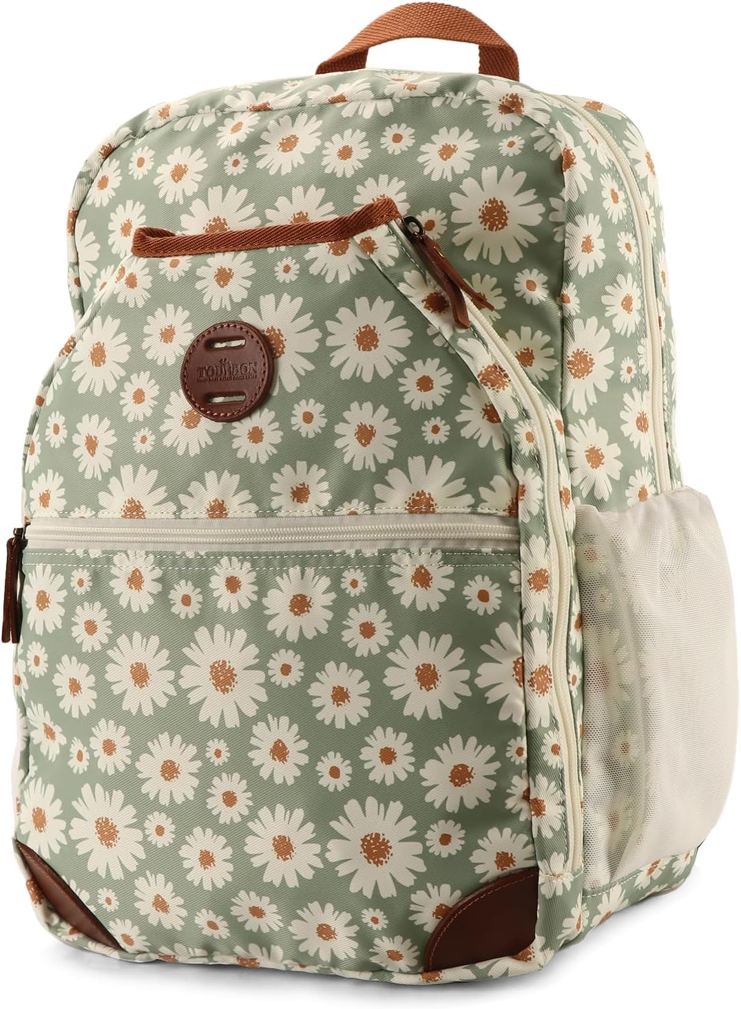 TOURBON Pickleball Bag for Men Women, Pickleball Paddle Backpack with Multiple Compartments, Clip-on Bike Pannier Rear Rack Saddle Bag for Bicycle (Green with Flower)