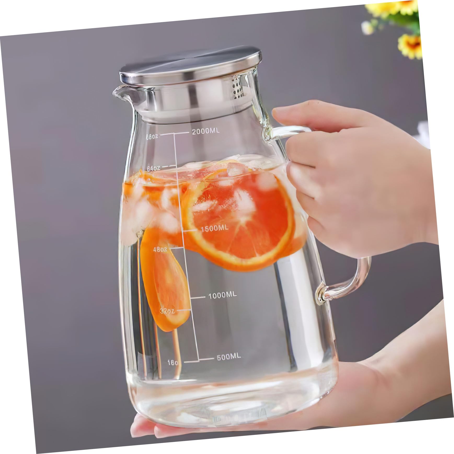 Ipetboom Jarra de Agua de Gran Capacidad Jarra de Vidrio Puerta del Refrigerador para Infusiones de Té Helado Dispensador de Agua para Fiestas
