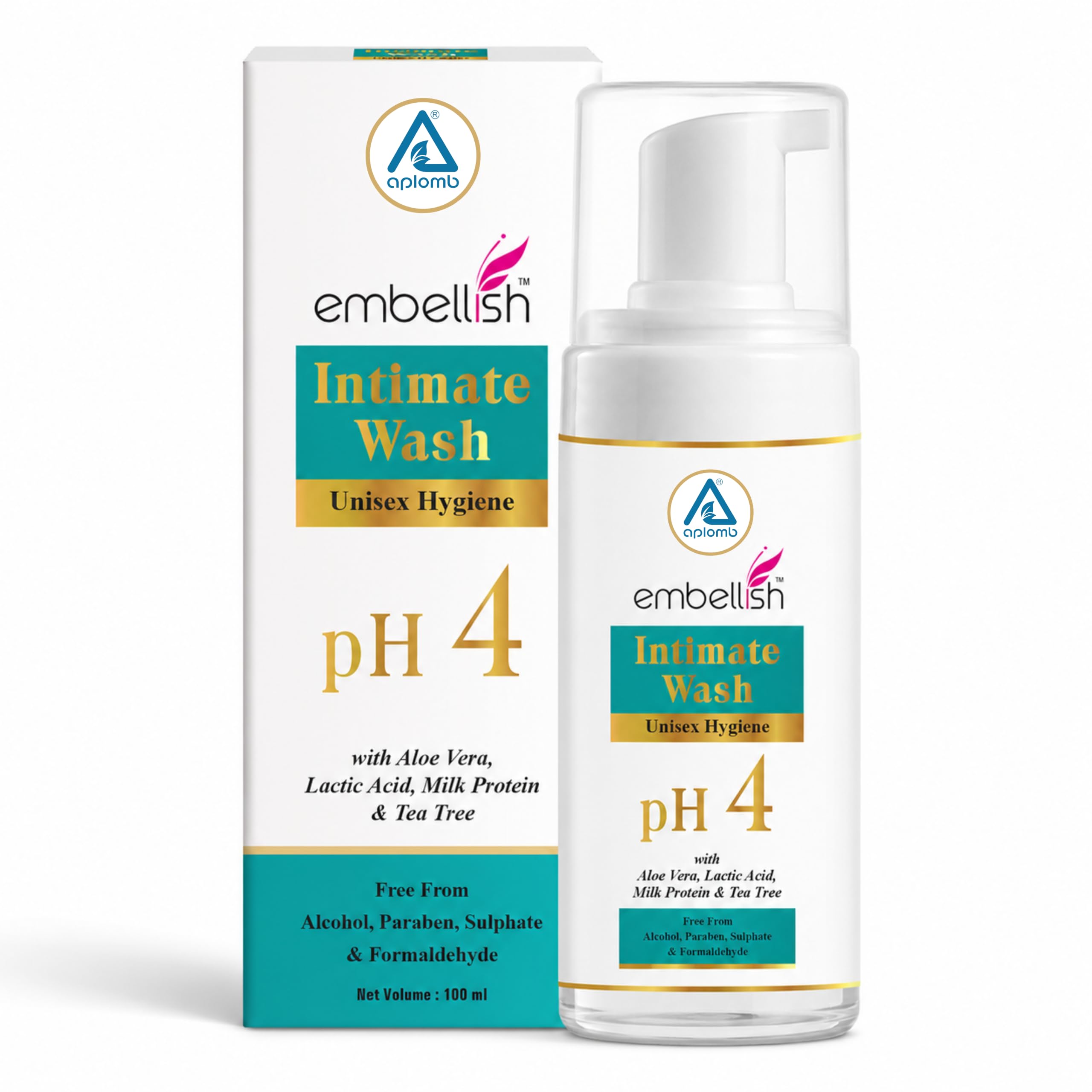 Aplomb Intimate Wash | Unisex Hygiene | pH 4 with Aloe Vera, Milk Protien & Tea Tree | Free from Alcohol, Paraben, Sulphate & Formaldehyde | Suitable For All Skin Types | Pack of 1 (100 ml)-image-22