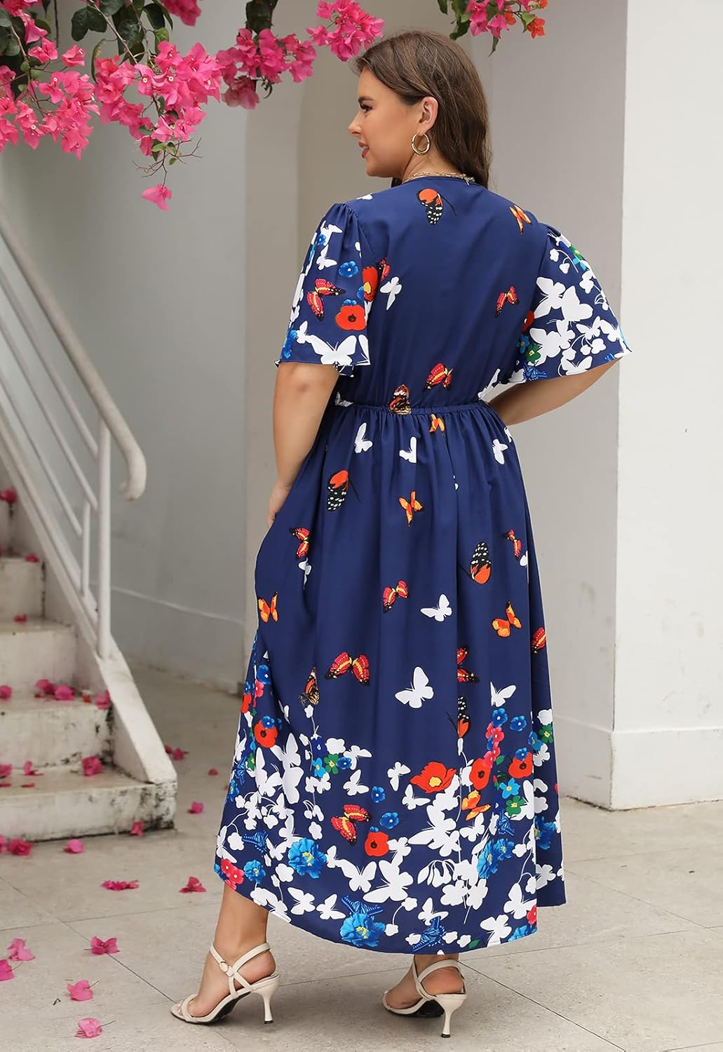 Nemidor Womens Plus Size Maxi Dress Summer Boho Sundress Floral Print Flared Casual Long Dresses with Pocket - Image 6