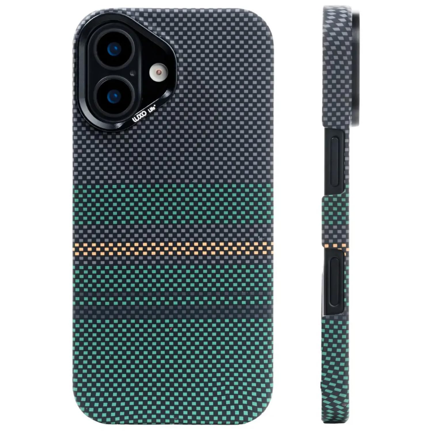 Casecandy® - Carbon Fiber Case Compatible with iPhone 17 | 7-ft Drop Protection/Shockproof/Dustproof Cover - Green Pattern-image-27