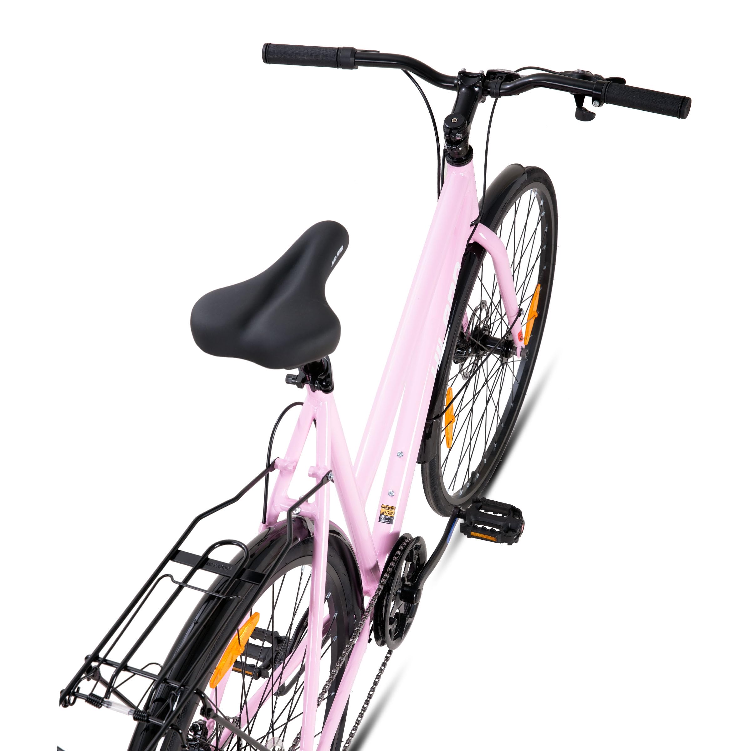 HILAND Bicicletta da Corsa 28 Pollici 700C, Bici da Città in Alluminio con Cambio a 7 Velocità e Freni a Disco, Bicicletta Urbana Confortevole per Uomo e Donna, Rosa