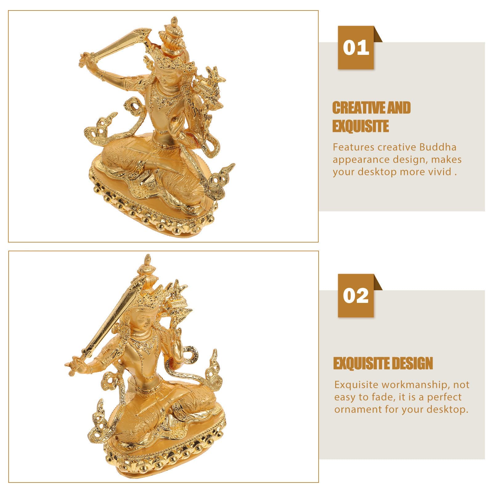 Hemobllo Buda para Decoración de Escritorio y Hogar Estatua Fácil de Transportar y Almacenar de Aleación Dorada Estilo Budista y Meditación