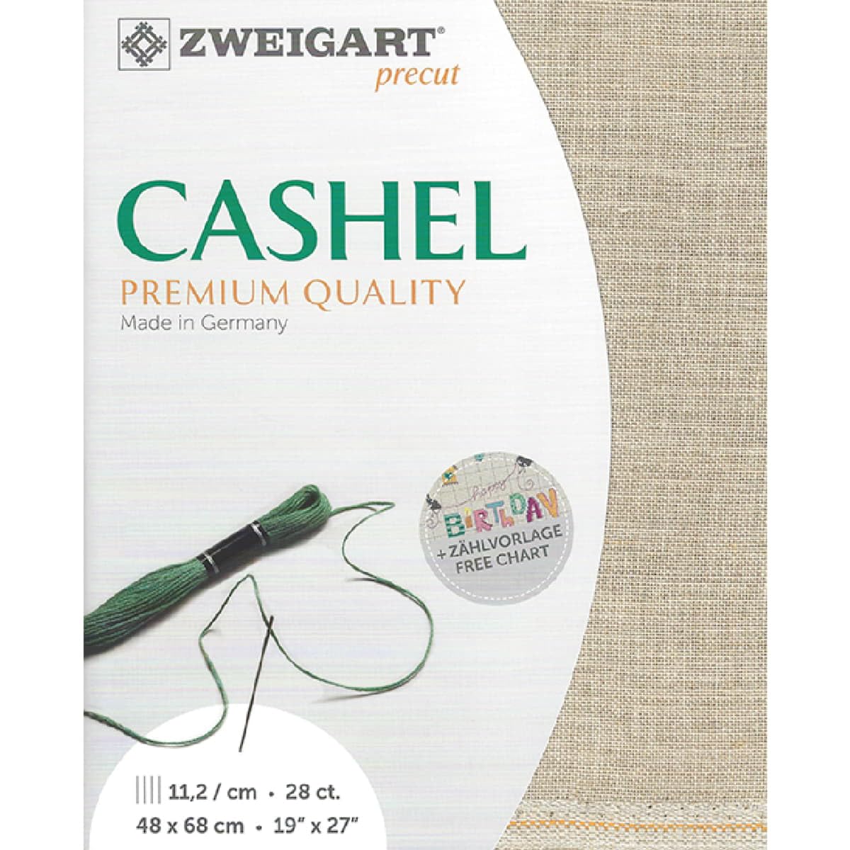 Zweigart Cashel col.52 tissu lin broderie coupon 48x68 cm
