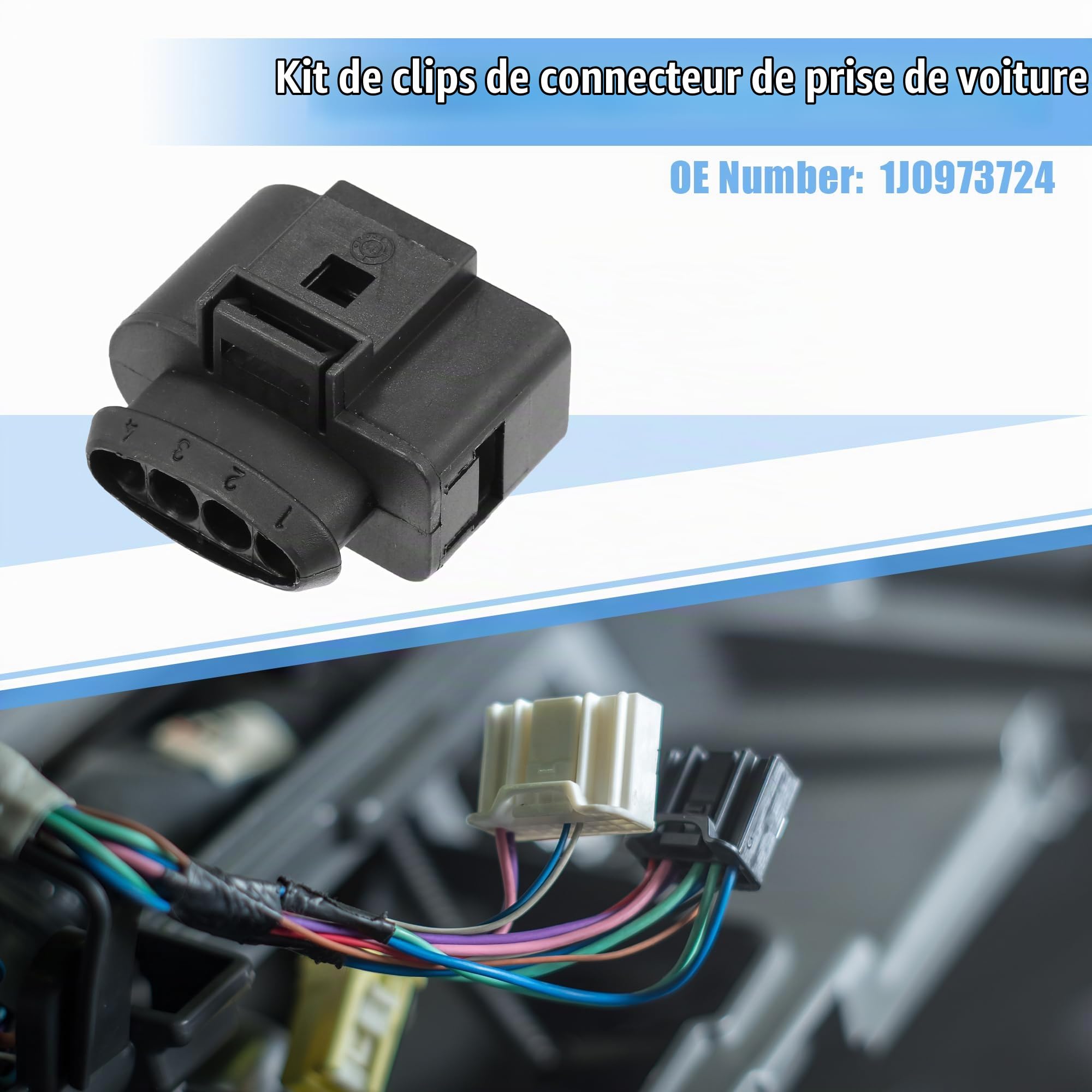 QUARKZMAN Ensemble 8 Connecteurs 4 Broches 1J0973724 Pour VW | Plastique, Cuivre, Pour Audi, Pour Seat, Pour Skoda, 3.7X2X3.2 Cm, Étanche, Durable, Usage Auto, Réparation