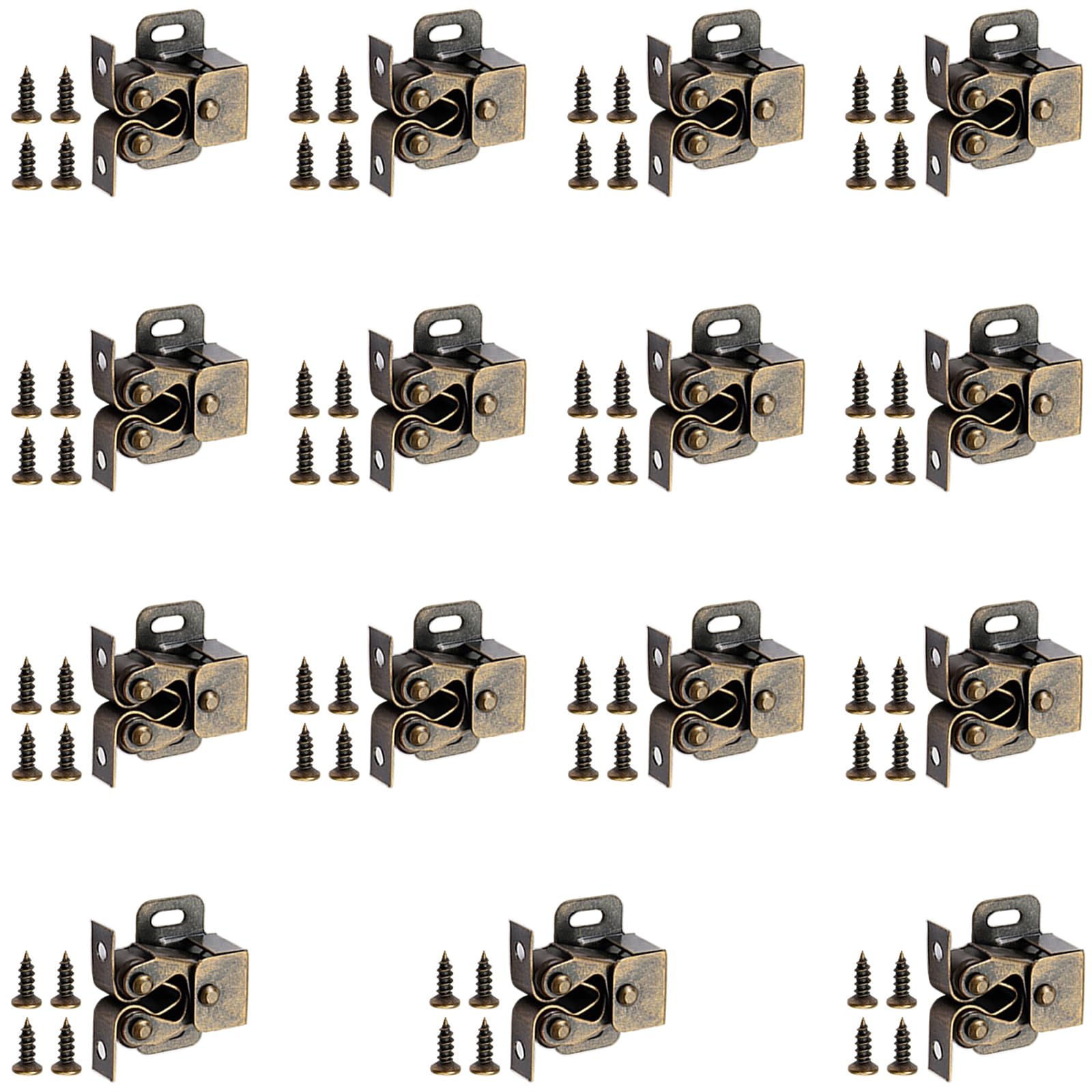 15set Furniture Catches Double Roller Cabinet Latches Cabinet Door Wardrobe Door Latches Furniture Hardware for Wardrobe Cupboard Hardware
