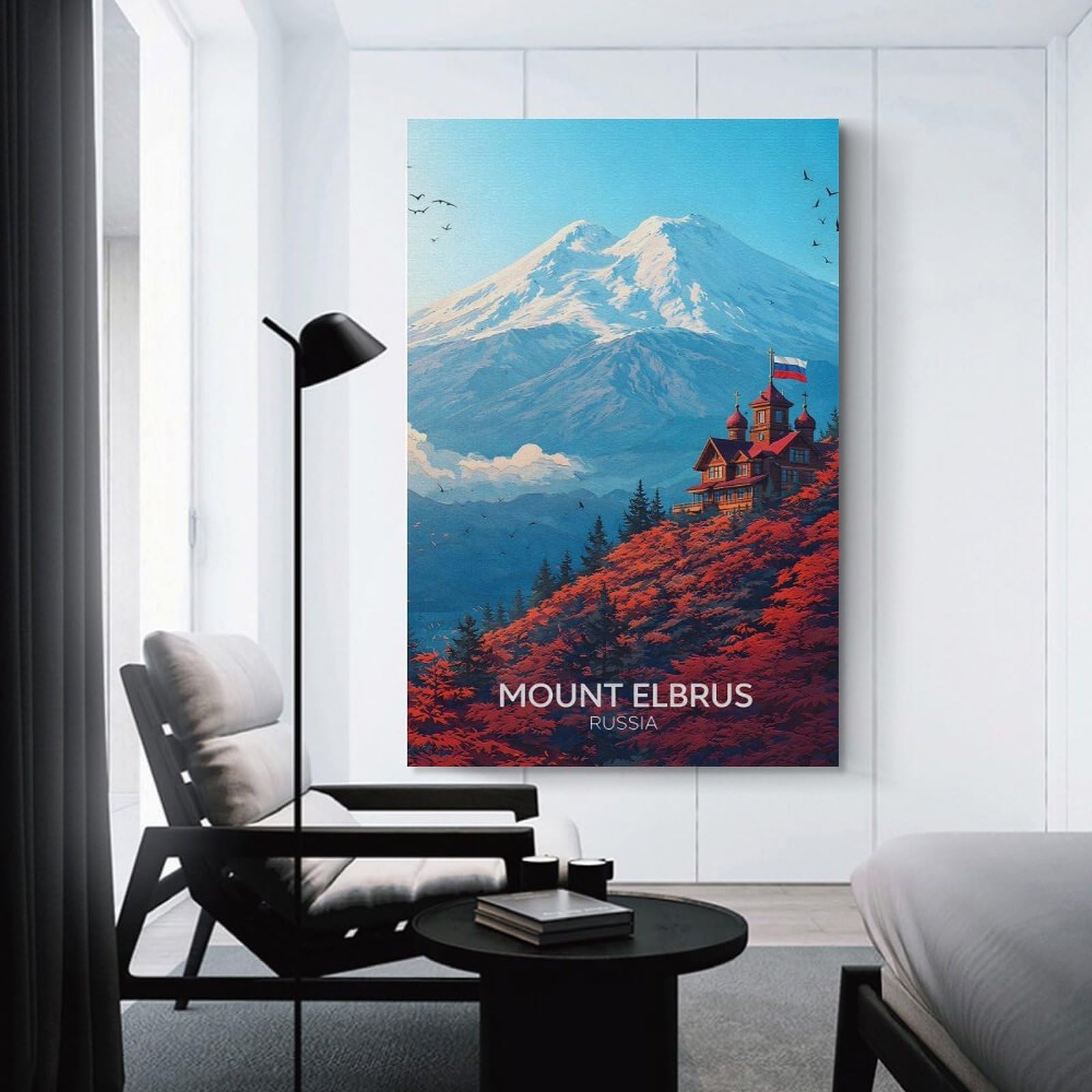 Junmoney Unframe-Style-20 Mount Elbrus Russia Landscape Home Decor Wall Art 20X30inch(50X75cm), For Bedroom, Guest Room Or Reading Nook, Decorative Wall Art For Cosy Rooms