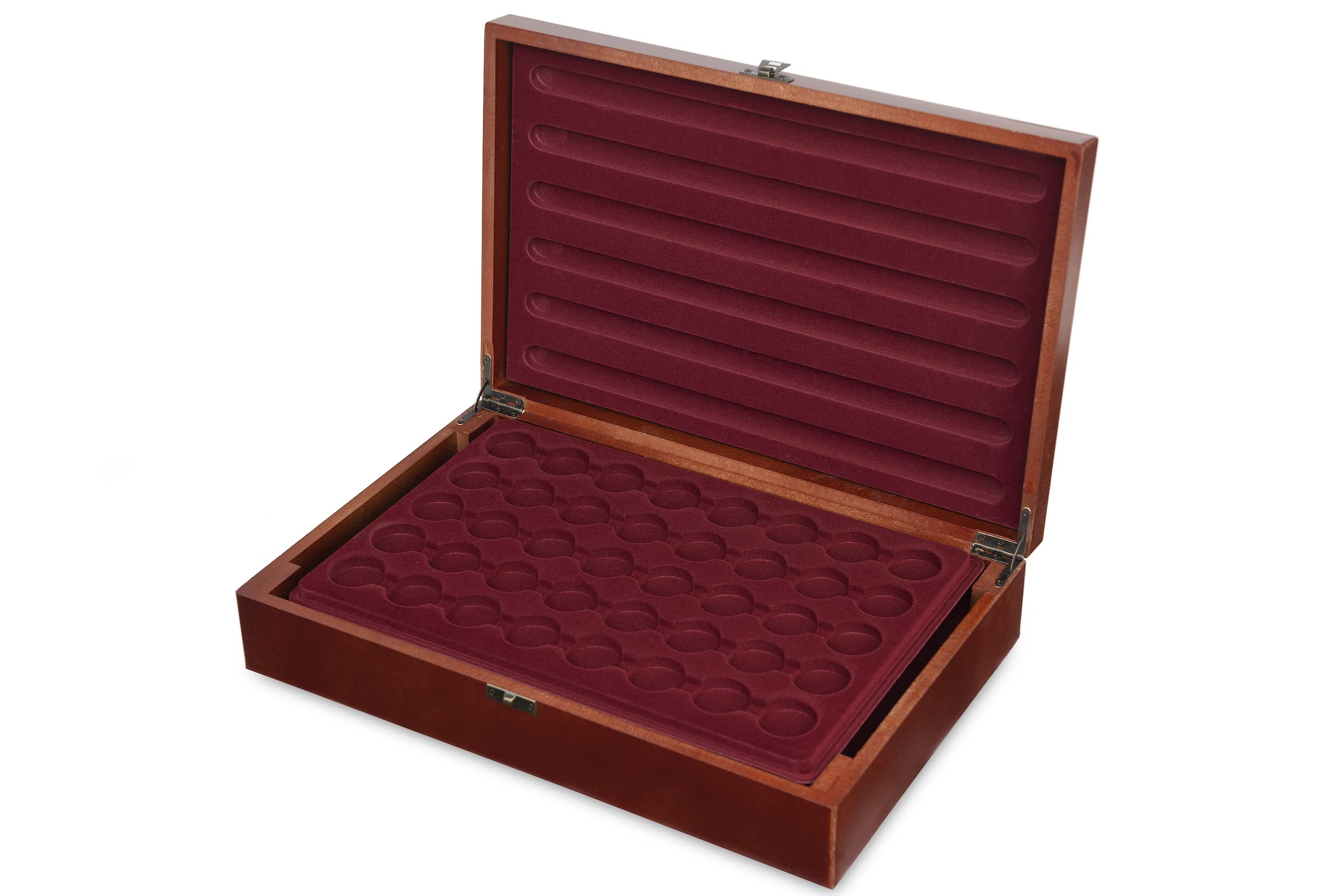MC.Sammler Caja para monedas de madera, incluye 5 cajas para 200 monedas de 2 euros en cápsulas de hasta 31 mm (cassette sin cápsulas de monedas)
