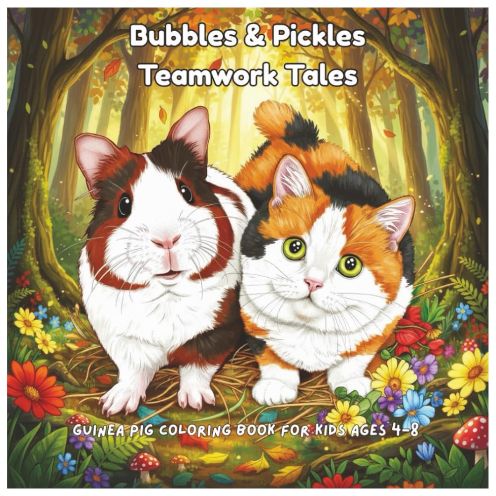 Bubbles & Pickles: Teamwork Tales: Guinea Pig Coloring Book for Kids Ages 4-8