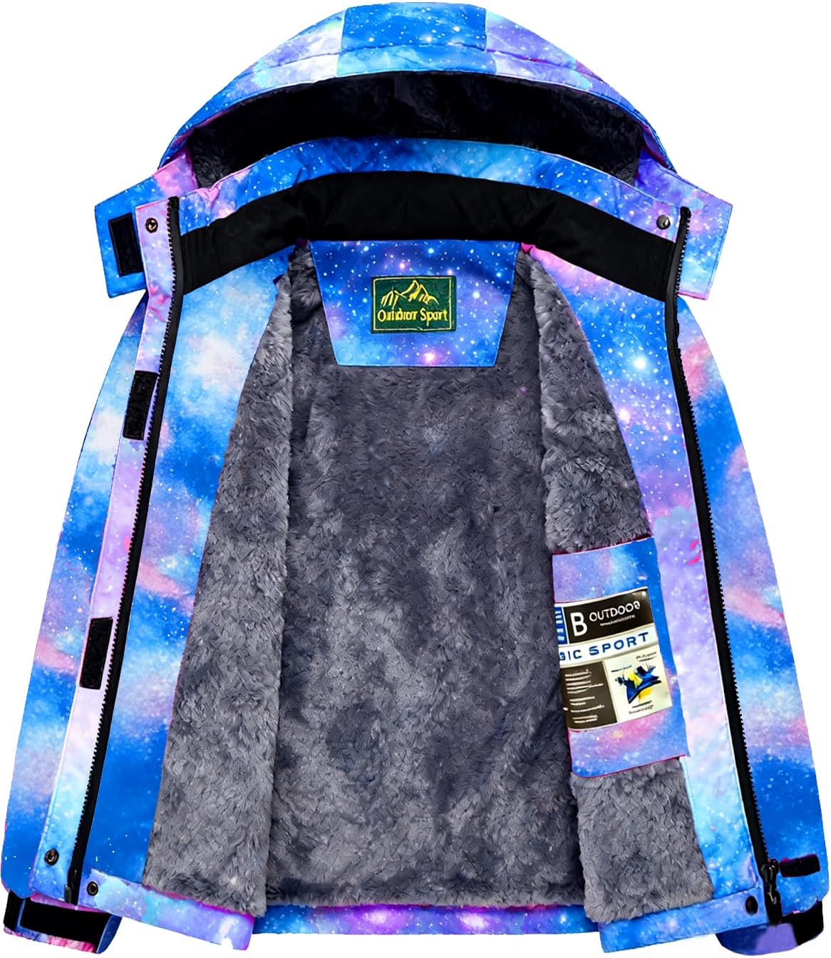 Boy's Waterproof Ski Jacket, Warm Fleece Lined Winter Snow Windproof Jackets, Hooded Ski Coat