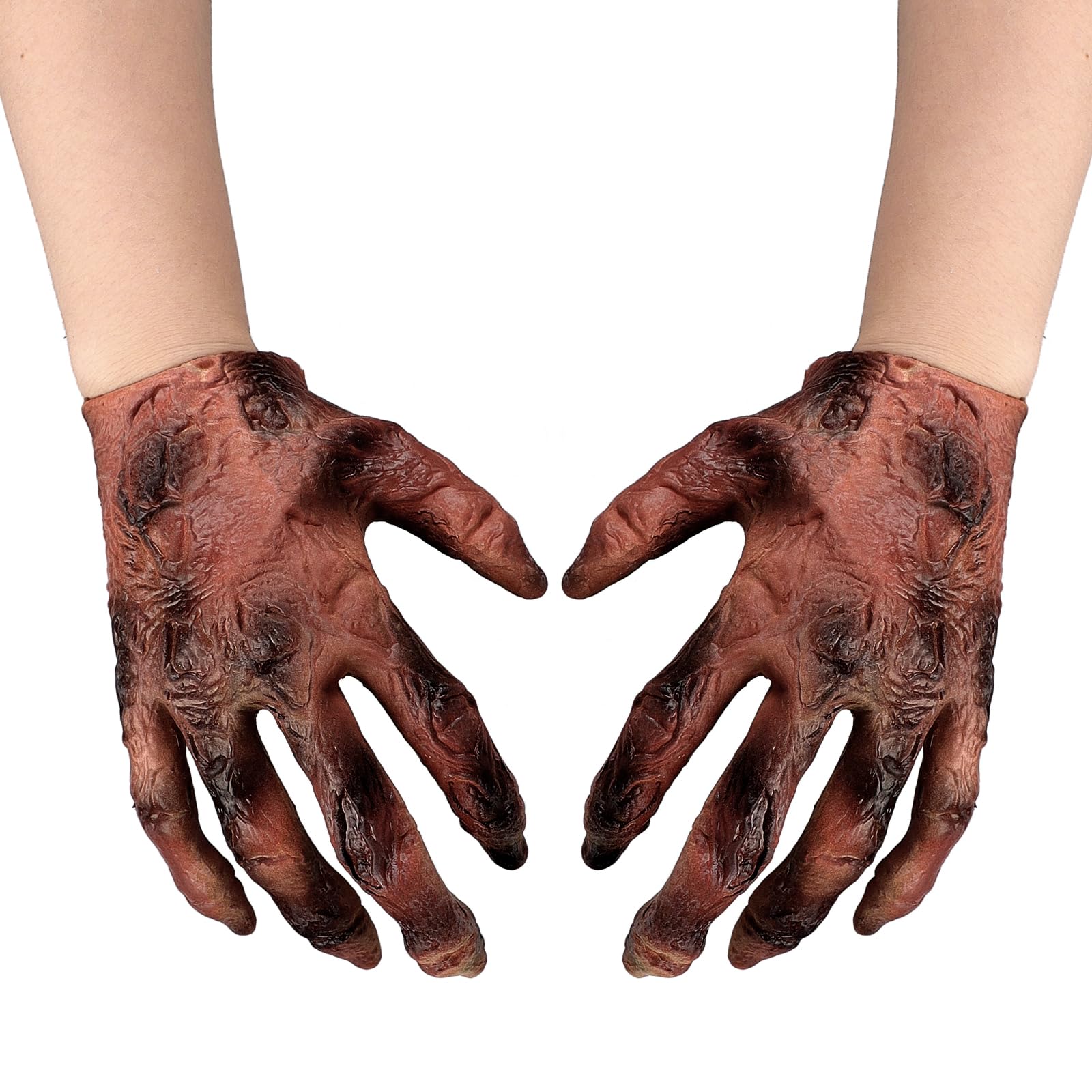 Faxianther Bloody Zombie Hand Gloves Men Women Horror Halloween Cosplay Masquerade Mardi Gras Grim Reaper Death Evil Devil Demon Skeleton Gloves Mitts Costume Accessory Dress Up Props Supplies