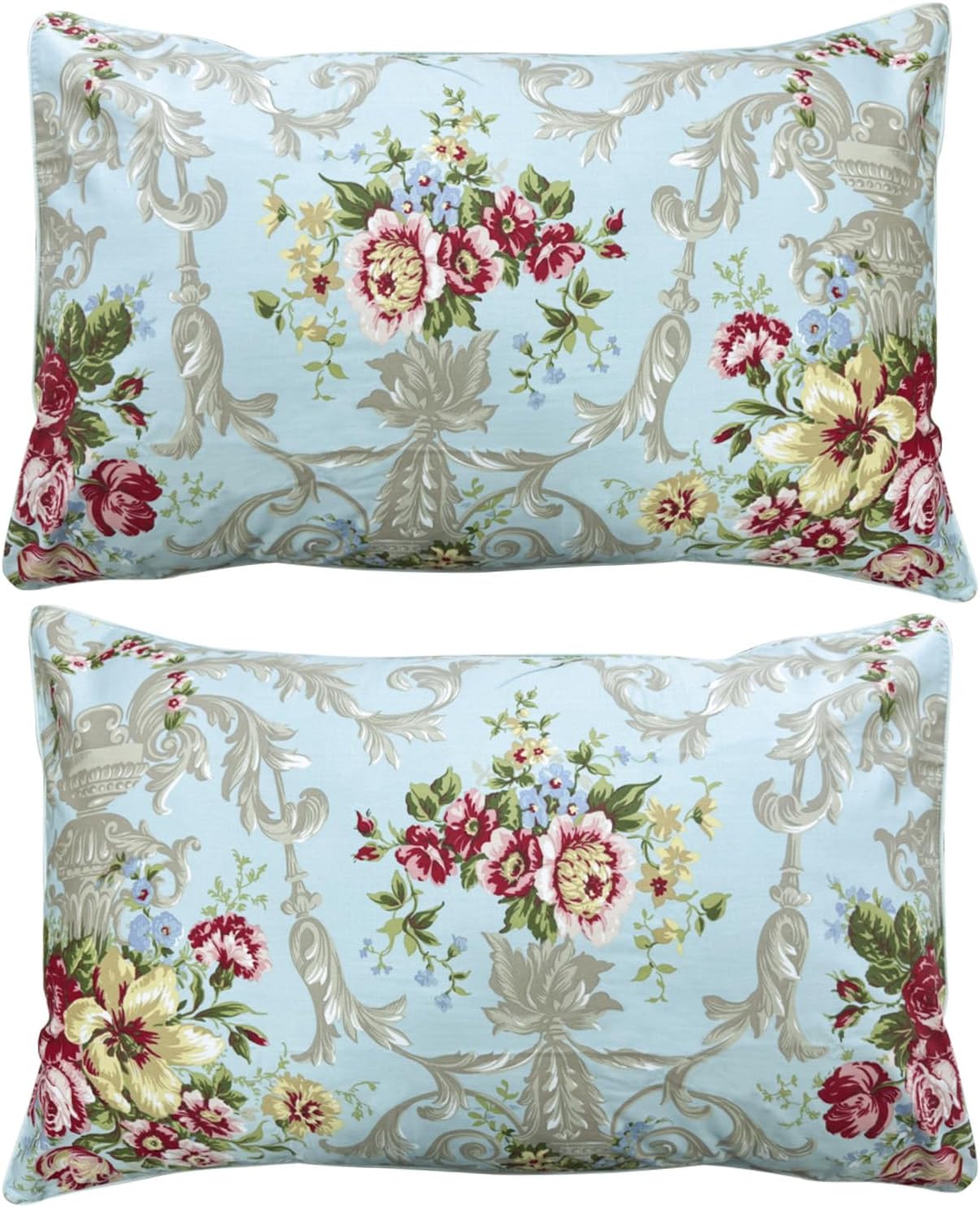ABREEZE 4 Pieces Floral Sheets Bed Sheet Set 800 Thread Count Vintage Peony Bedding Set 100% Egyptian Cotton Fitted Sheet 17.5 Inch Deep Pocket, Flat Sheet & 2 Pillowcases Luxury Bedding (Queen)