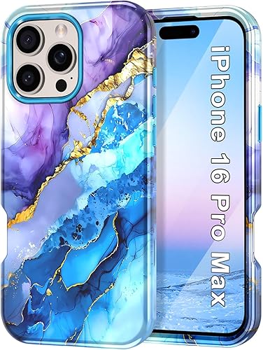 Miniatura 23 de Btscase Funda para iPhone 16e (2025), [probada en caídas de grado militar] Diseño de patrón de mármol delgado, resistente, a prueba de golpes, para