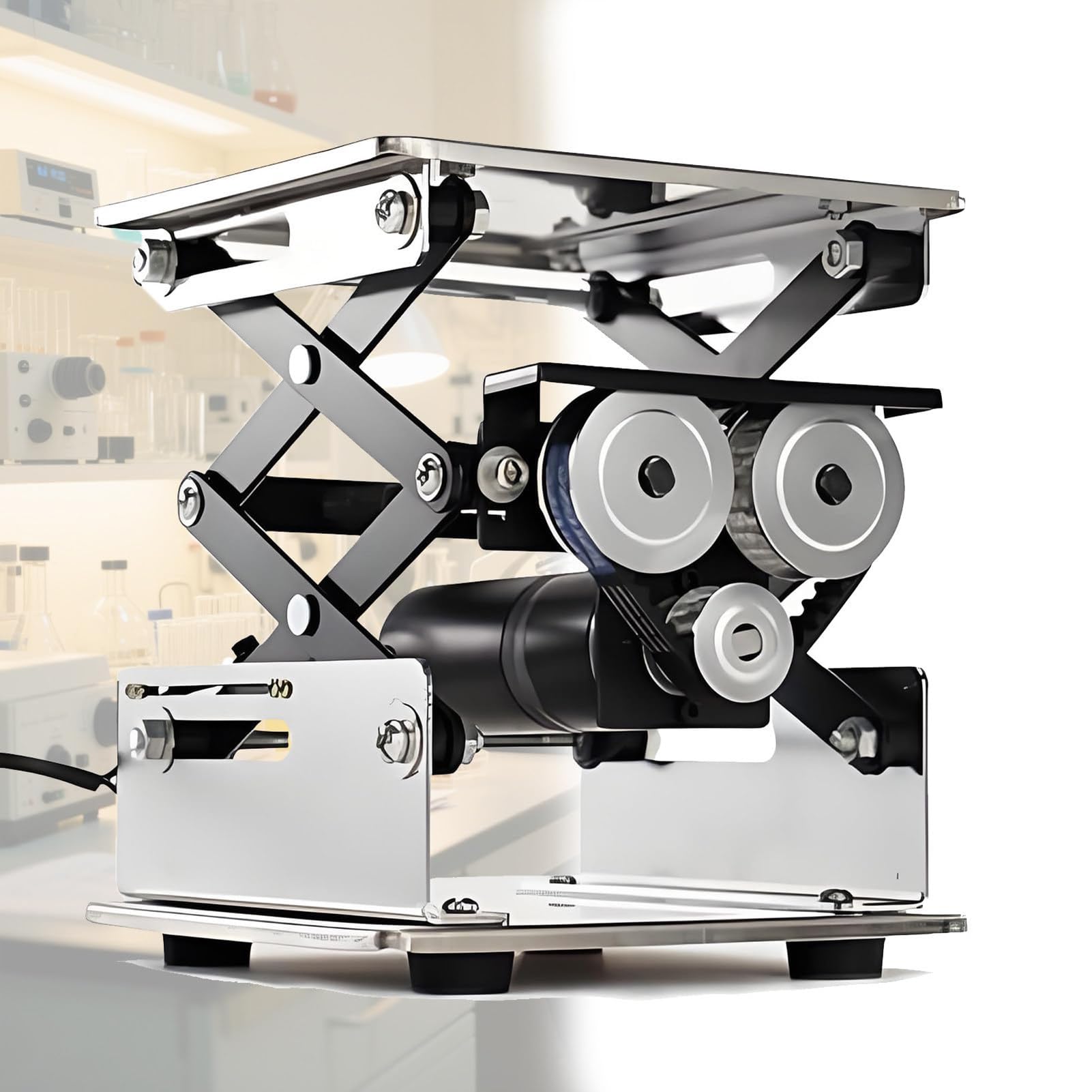 Soporte de elevación de tijera de laboratorio, elevador de plataforma ajustable, capacidad de 10 kg para equipos de laboratorio