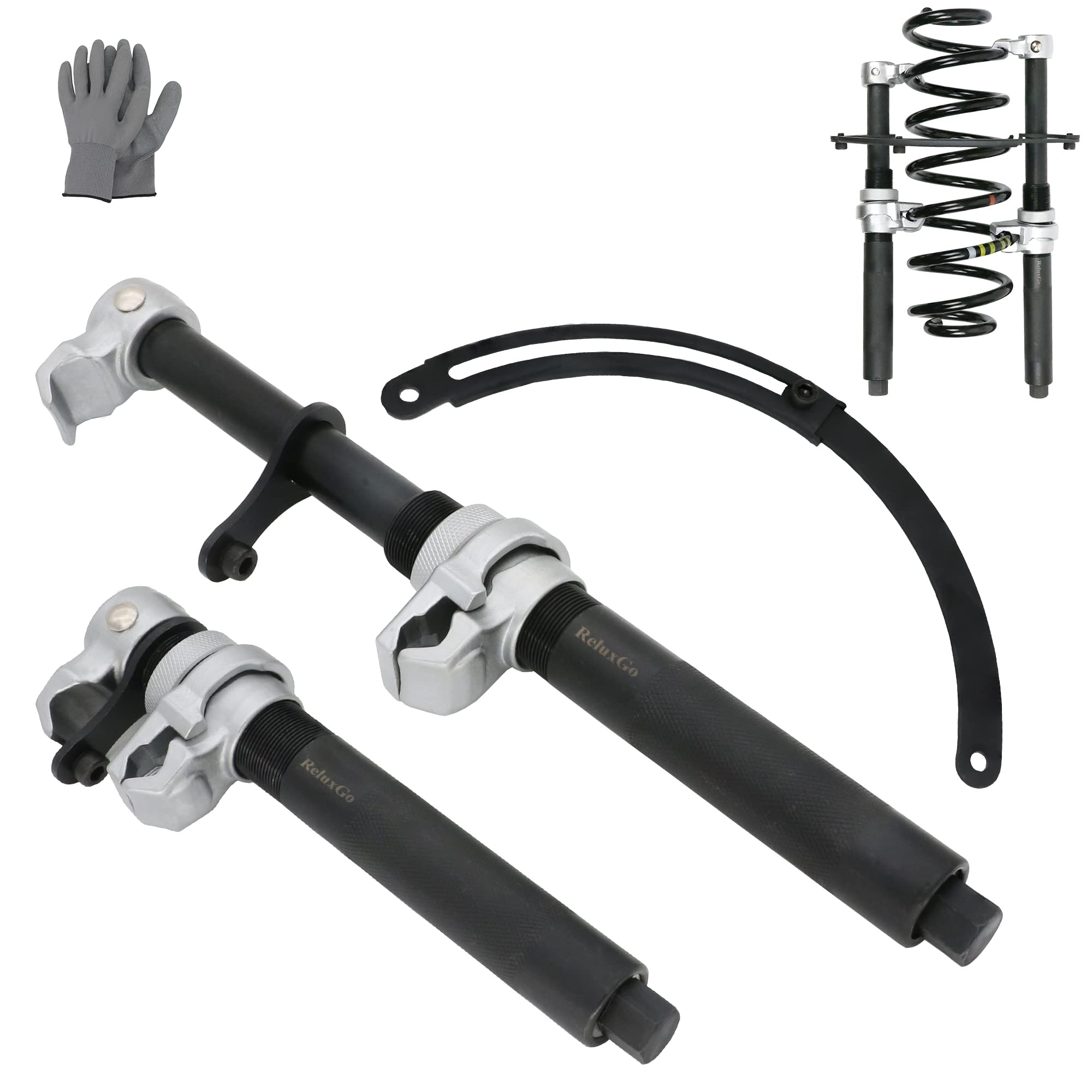 ReluxGo Coil Spring Compressor Tool Automotive 2 pcs Heavy Duty Macpherson Strut Spring Compressor Set with Safety Bracket for Car Truck ATV UTV, 2200 LB Capacity, Coil Spring Compression Tool