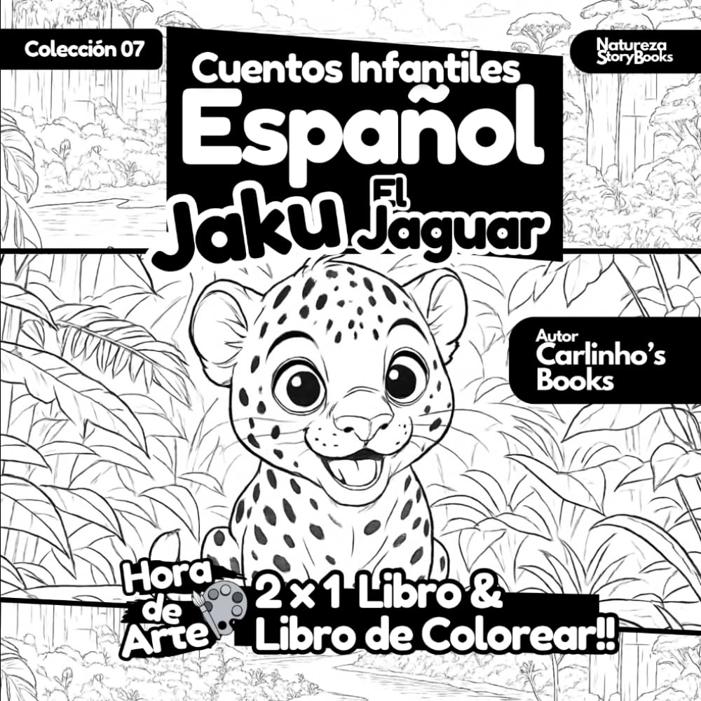 Libro de Colorear & Cuento Infantil en Español - Jaku El Jaguar