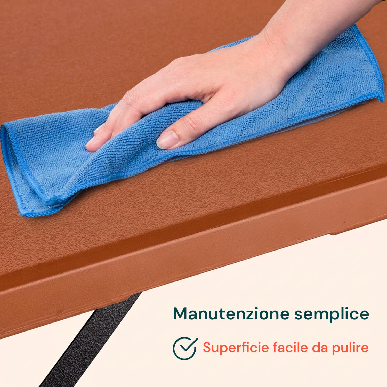 Avilia - Tavolo Pieghevole da Pranzo Salvaspazio per Cucina e Soggiorno, Richiudibile e Portatile con Blocco di Sicurezza, Superficie in HDPE per 6 Persone, 180x70x74 cm (Marrone)
