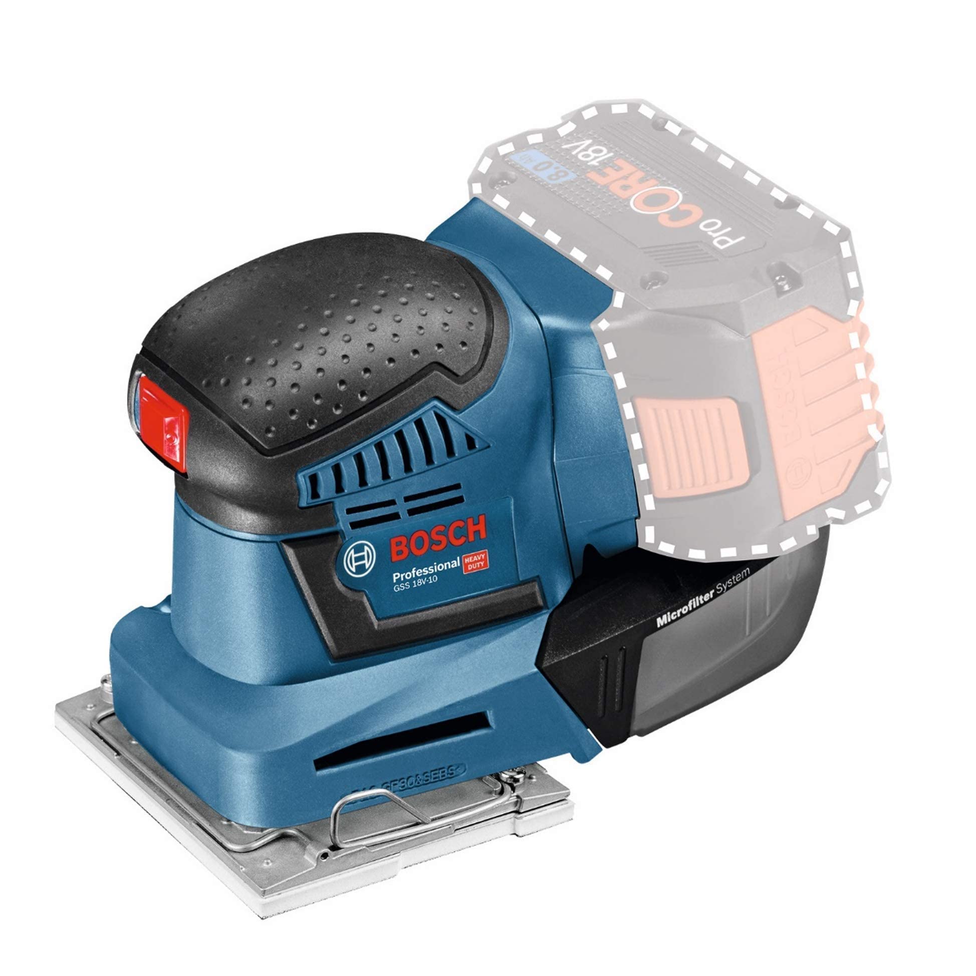 Bosch Professional GSS 18V-10 Levigatrice Orbitale a Batteria, 18 V, 5 Ah, Blu