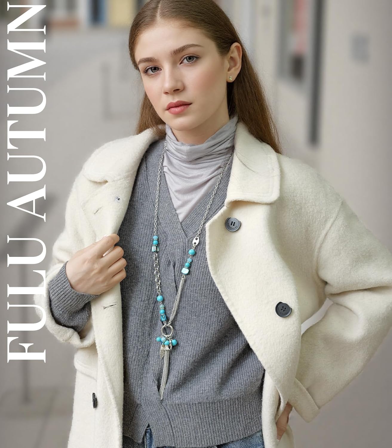 FULU AUTUMN Long Necklaces for Women Trendy Long Chunky Beaded Necklace Boho Fashion Costume Jewelry Mothers Day Gifts for Her - Image 5