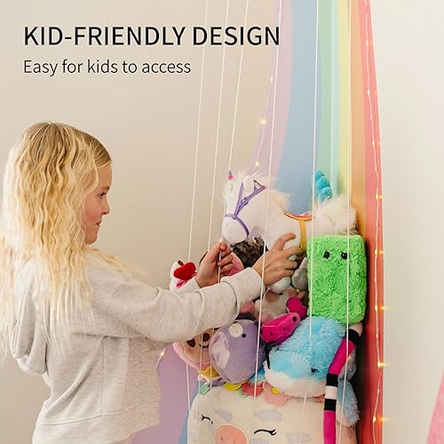 Miniatura 7 de PUTSKA Organizador de almacenamiento de animales de peluche de esquina, soporte para animales de peluche, almacenamiento tapado, peluches que