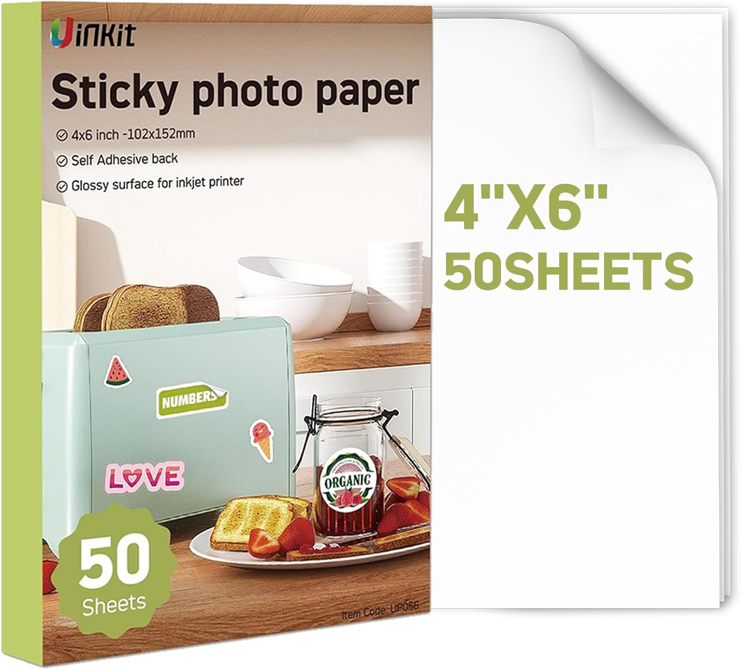Uinkit 100 sheets Brochure Paper Glossy Double Sided 8.5x11 Inkjet 37lb 140gsm and 50 Sheets Printable Glossy Sticker Photo Paper 4x6 inches