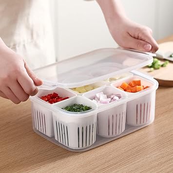 Food Storage Containers with Lids Airtight 6PCS Reusable Divided Fridge Organizer Removable Individual Plastic Food Containers for Pantry Organization and Storage