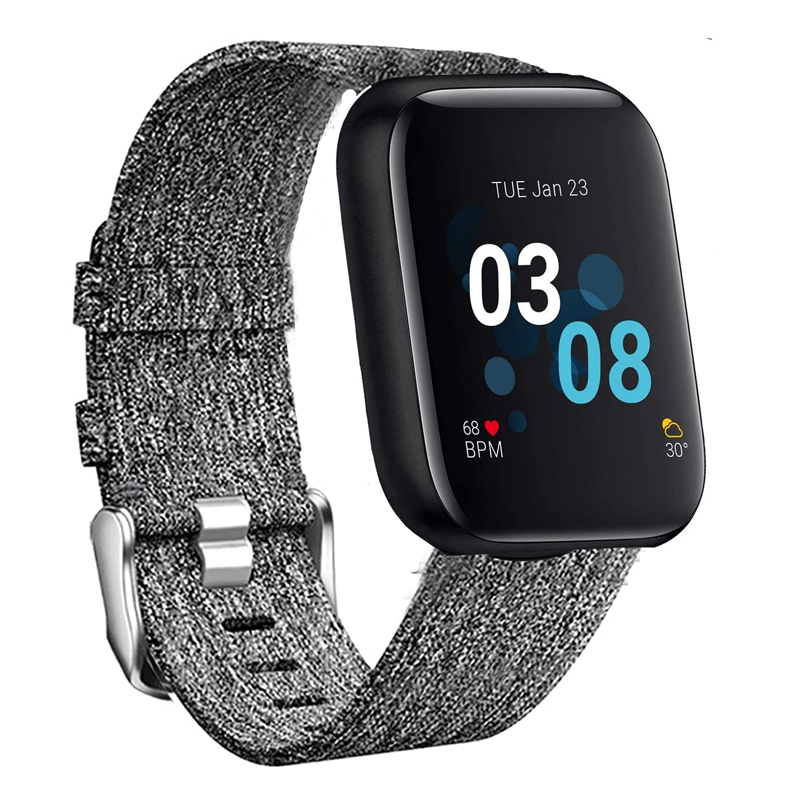 Lamshaw Compatible for iTouch Air 3 Band, Breathable Nylon Woven Fabric Replacement Accessory Strap Compatible for iTouch Air 3 40mm / 44mm / i-TOUCH SPORT 3 Smartwatch (Gray, 40mm case)