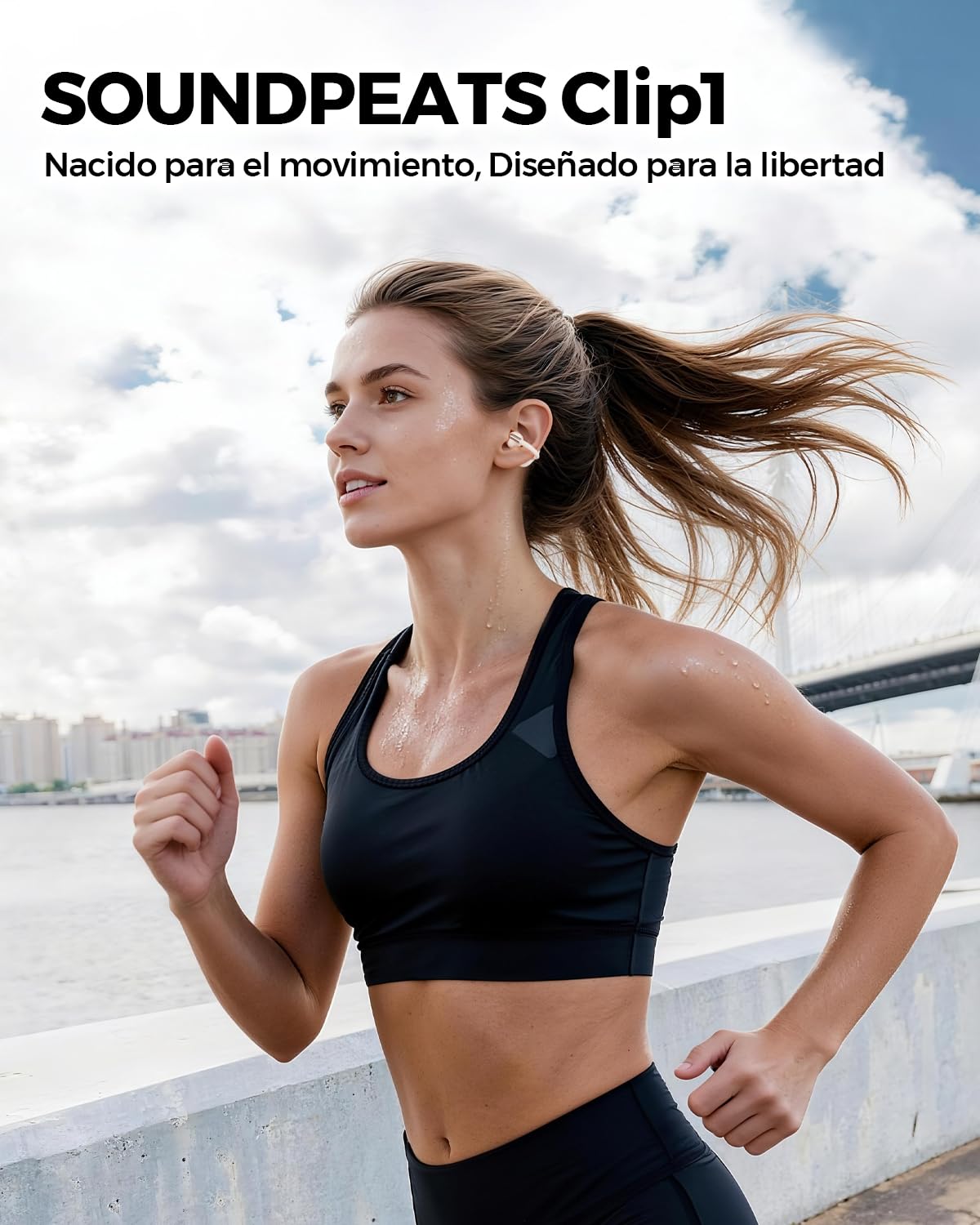 SoundPEATS Clip1 Auriculares Abiertos con Hi-Res y LDAC, Auriculares con Clip Dolby Audio, 40 h de Autonomía con Carga Rápida, BT 5.4 Multipunto, IPX5, Diseño Ligero y Cómodo con Detección en el Oído