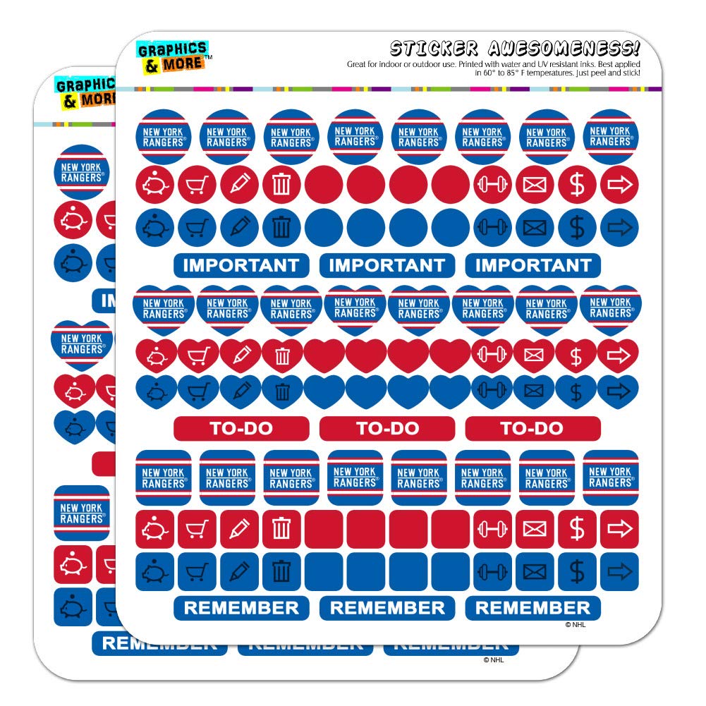NHL New York Rangers Logo Planner Calendar Scrapbooking Crafting Sticker Set