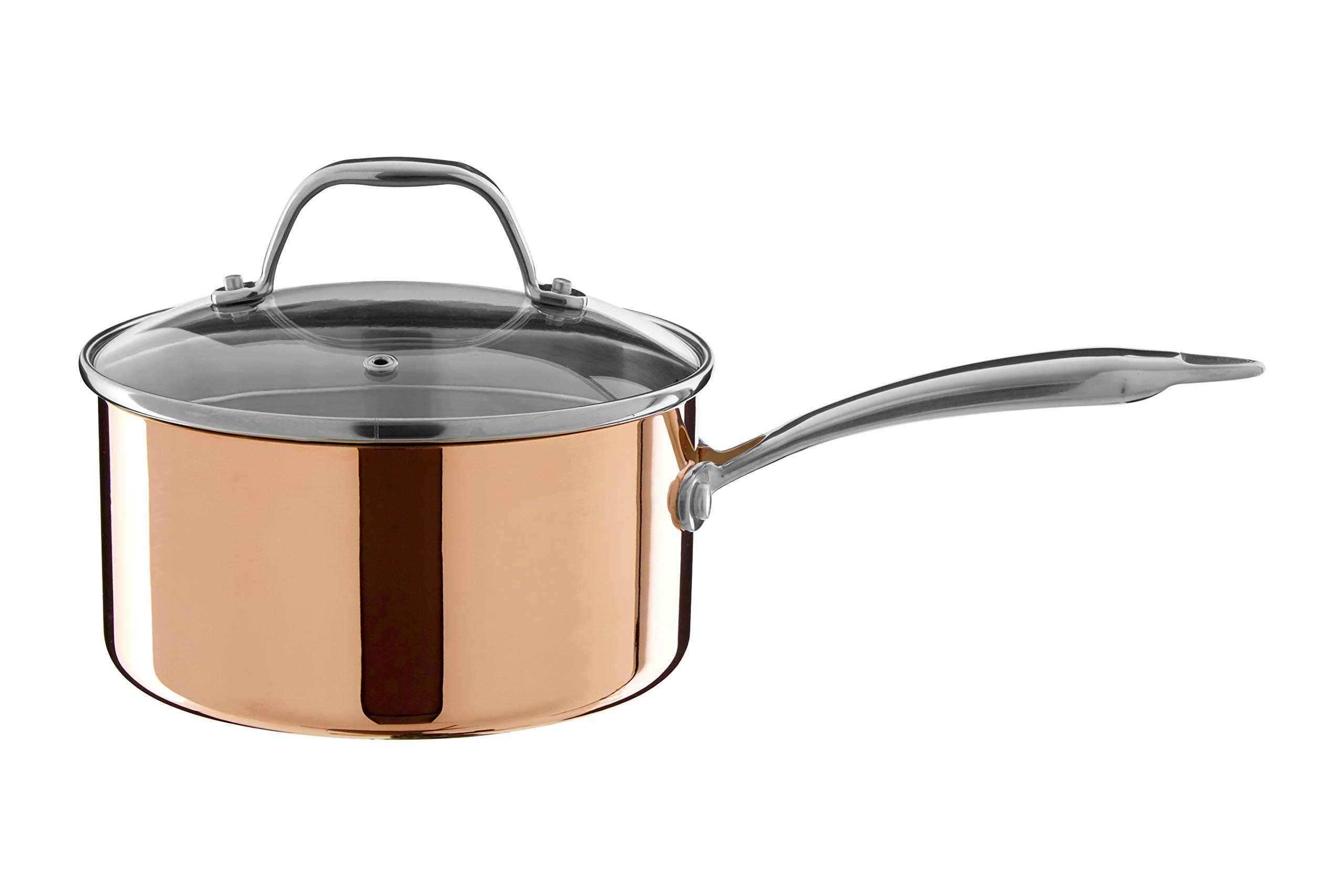 Premier Housewares Minerva 18 cm Kochtopf, Aluminium, Kupfer, Glas, Edelstahl, 18x38x16