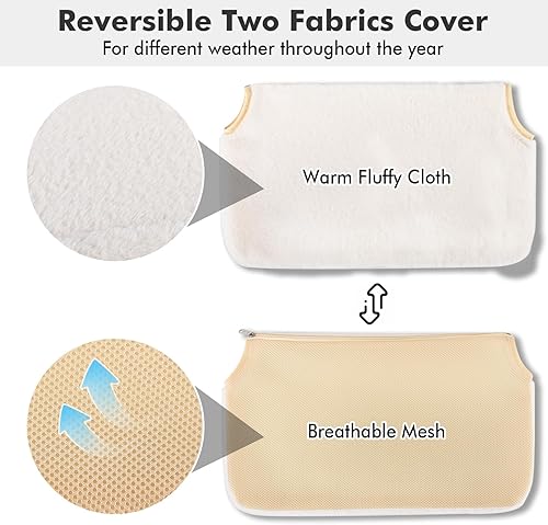 Miniatura 7 de AMOSIJOY Percha inalámbrica para ventana de gato, hamaca para pared con 4 ventosas fuertes, marco de metal sólido y cubierta reversible, camas