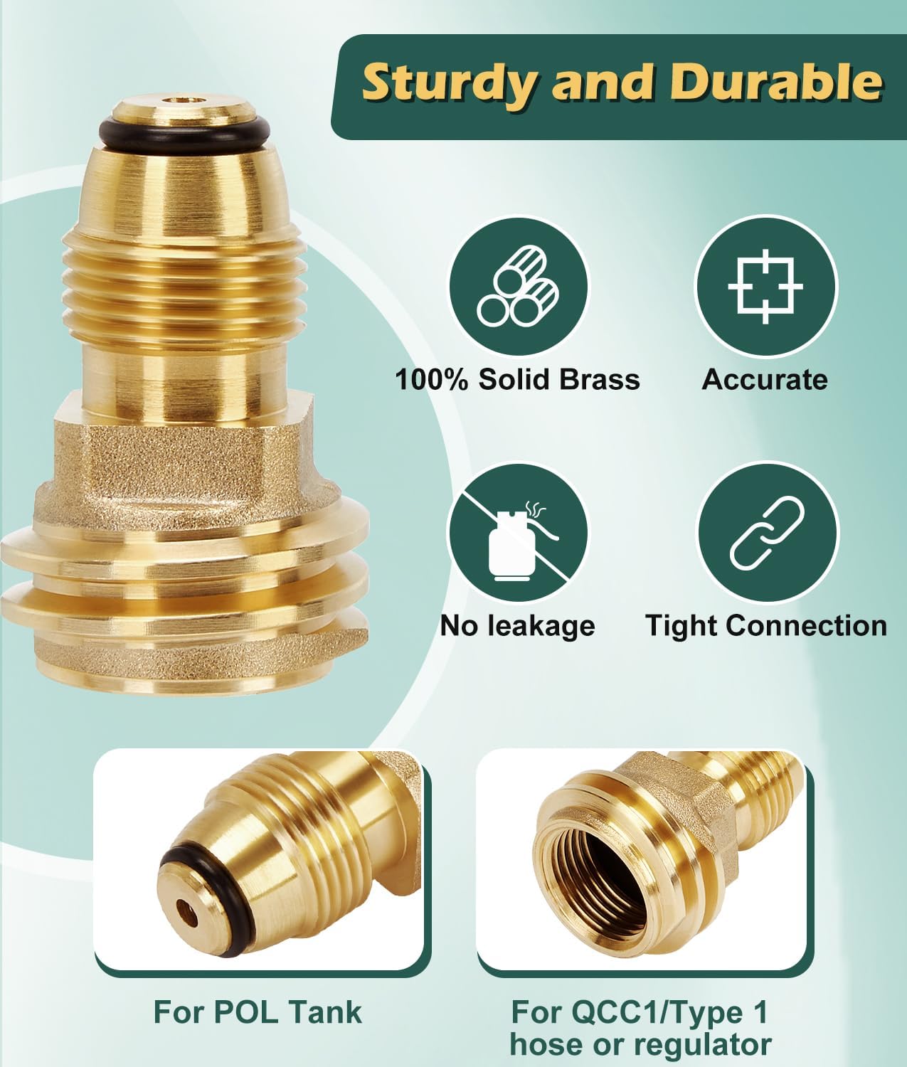 WADEO 12 Feet Propane Tank Extension Hose Braided with Gauge, Include Tank Adapter Converts POL 100 lb Propane Tank to QCC1 for Gas Grill, Heater and Propane Appliances